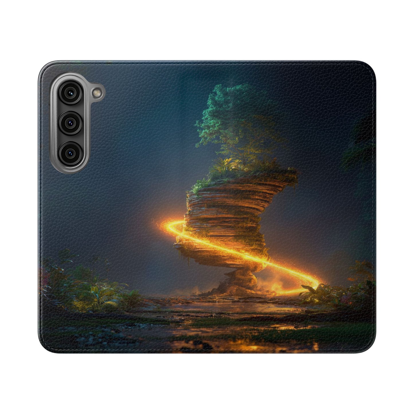 Luminous Floating Island Flip Cases – Amber Twilight Sanctuary