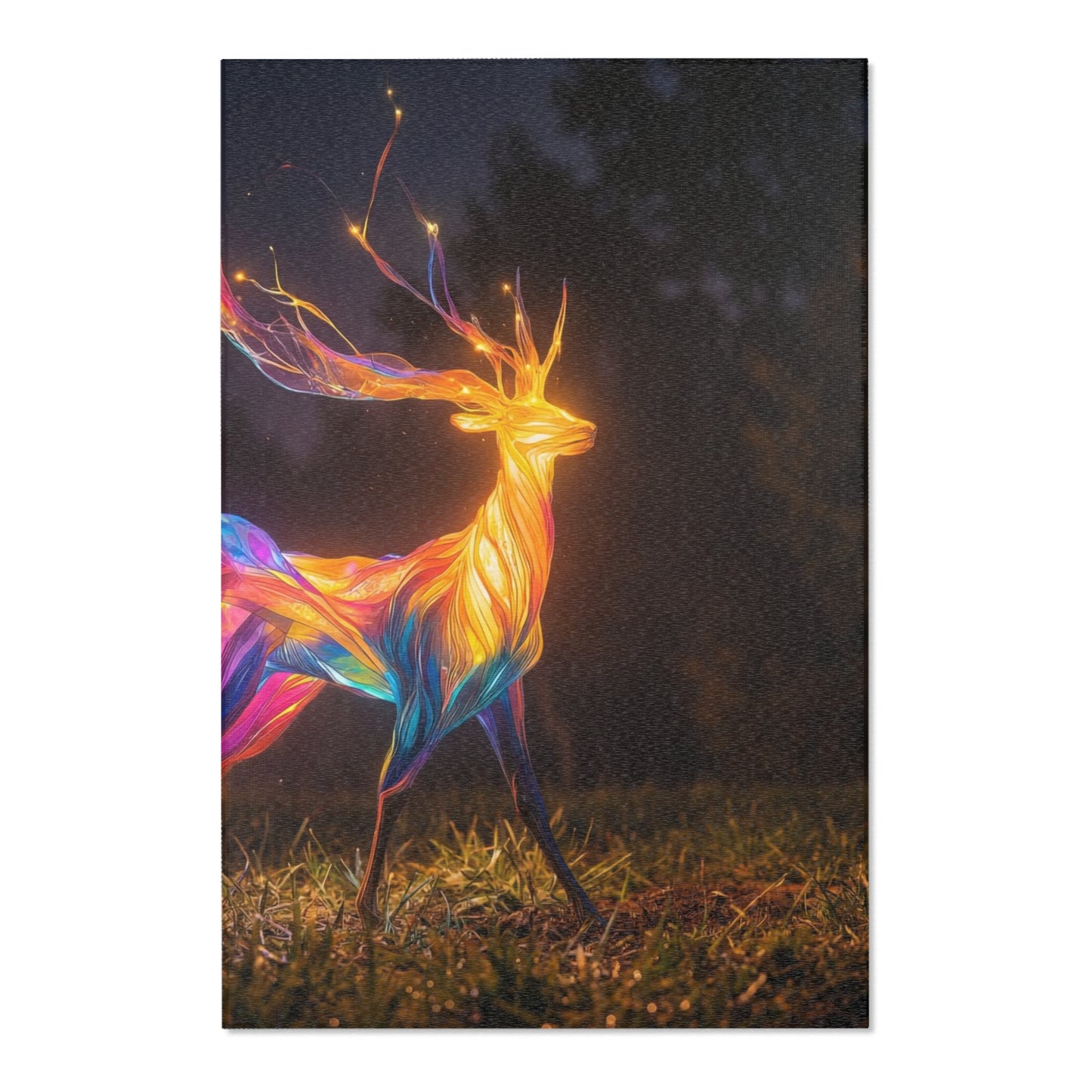 Chromatic Stag Area Rug – Luminous Forest Glade at Dusk