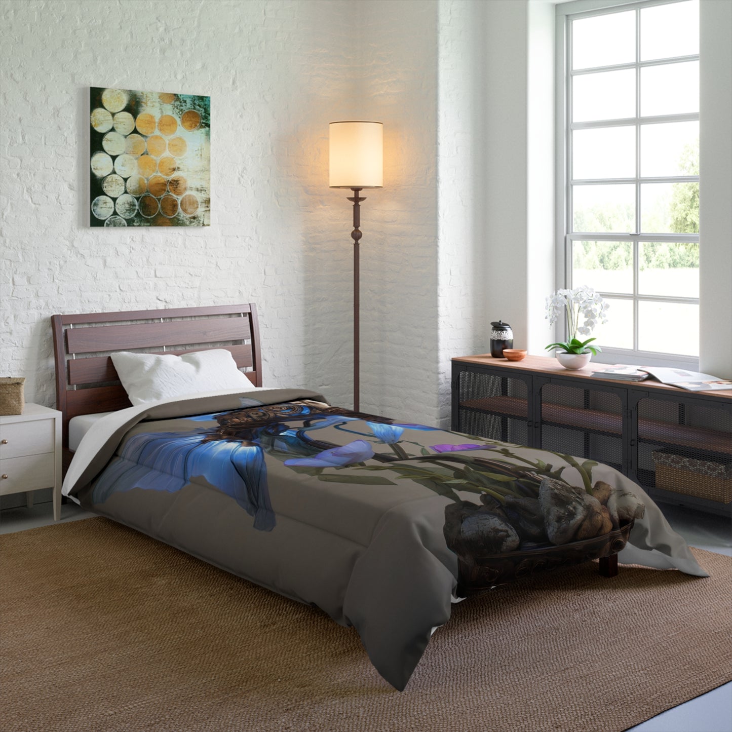 Steampunk Goldfish Comforter – Luminescent Mechanical Dreamscape