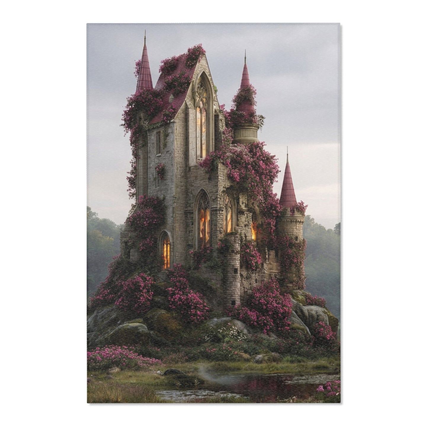Crimson Rose Castle Area Rugs – Whispers of the Forgotten Keep