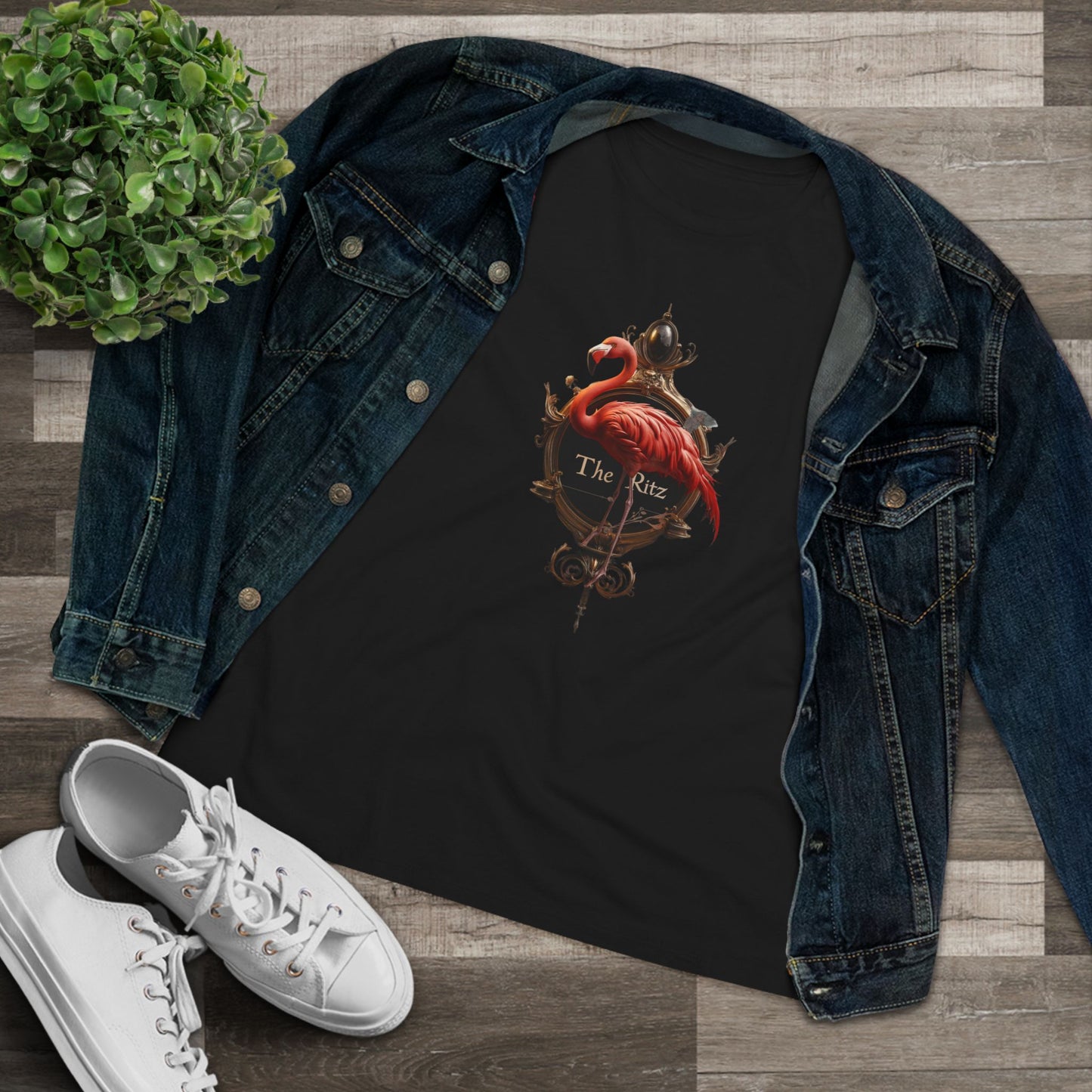 Ritz Flamingo Tee – Opulent Mirror Frame Graphic T-Shirt