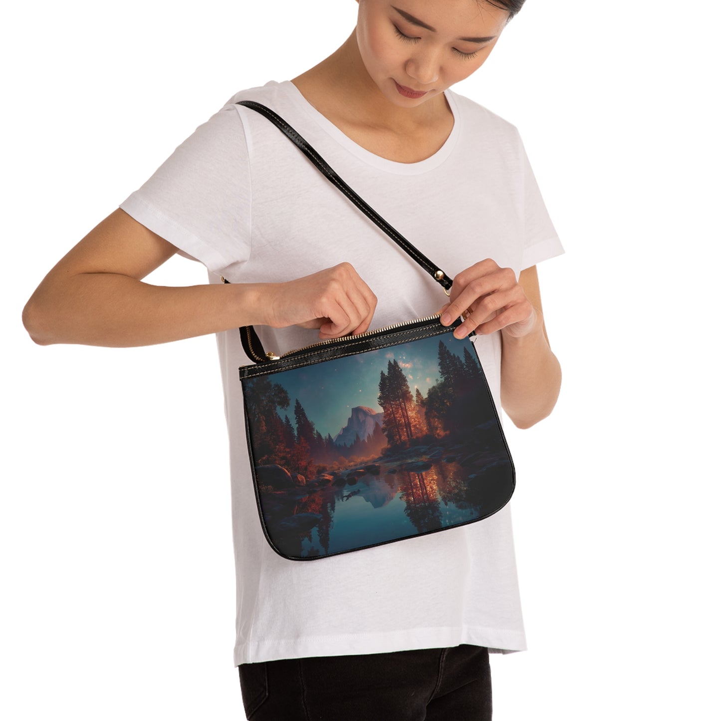 Celestial Reflection Small Shoulder Bag – Half Dome Twilight Dreamscape