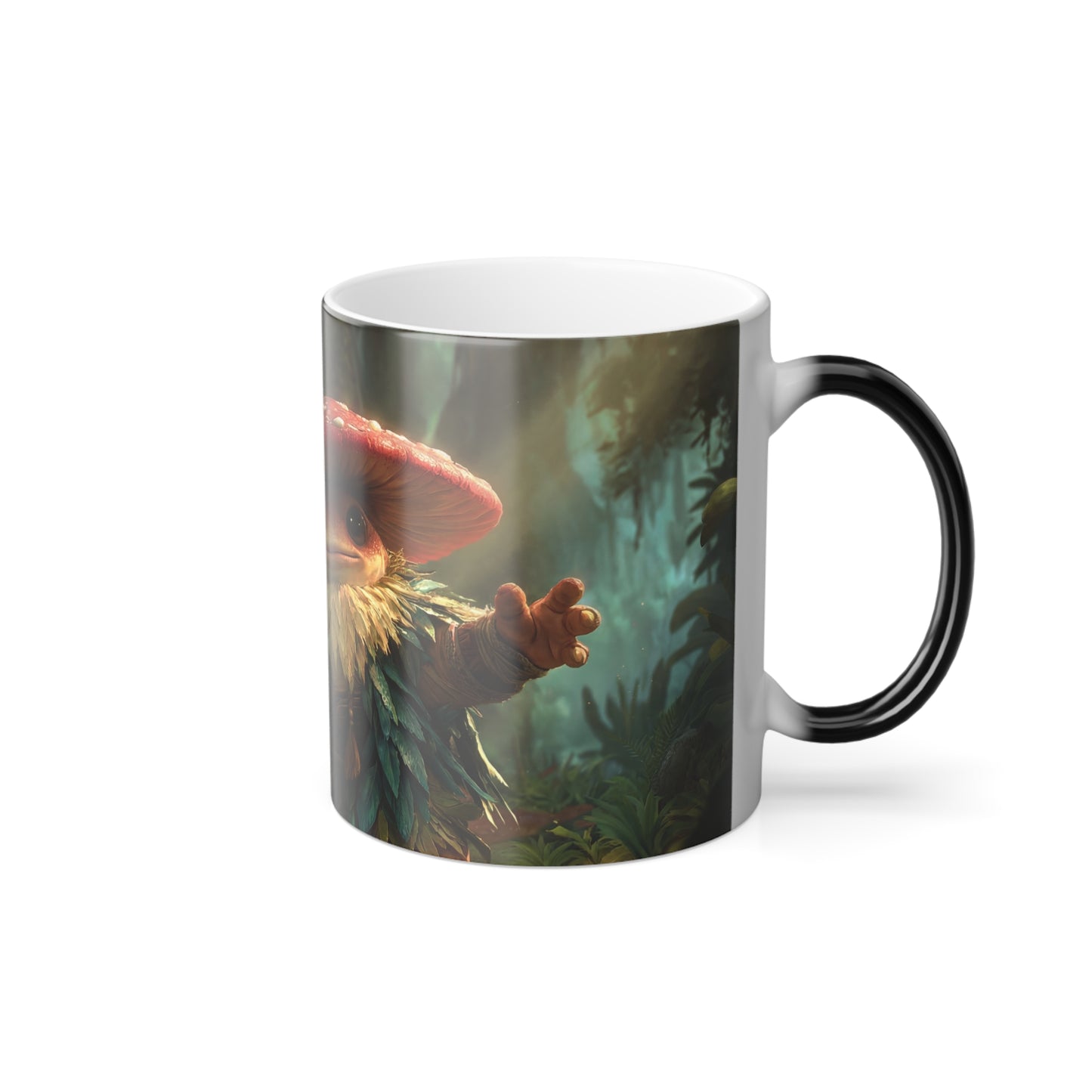 Mushroom Knight Color Morphing Mug, 11oz – Forest Guardian With Wooden Blade