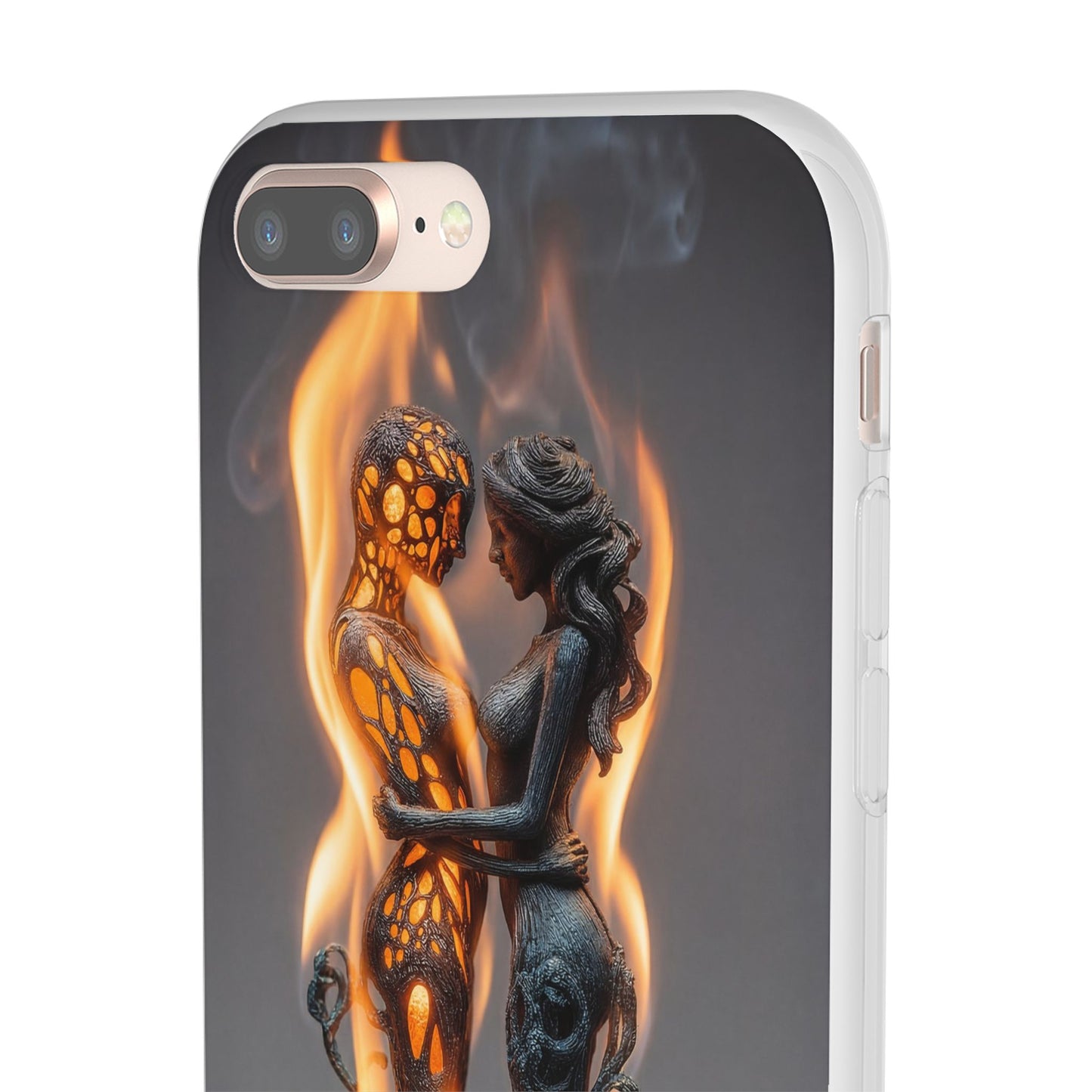 Flame-Embraced Lovers Flexi Cases – Intimate Glow Within the Fire
