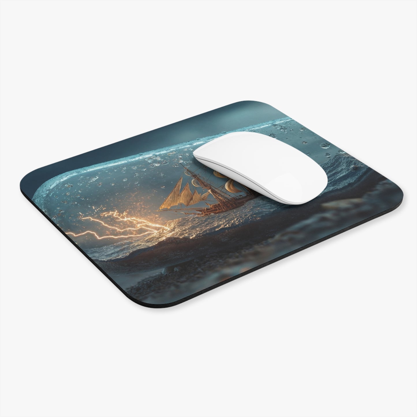 Stormbound Galleon Mouse Pad (Rectangle) – Sea Enclosed in Glass
