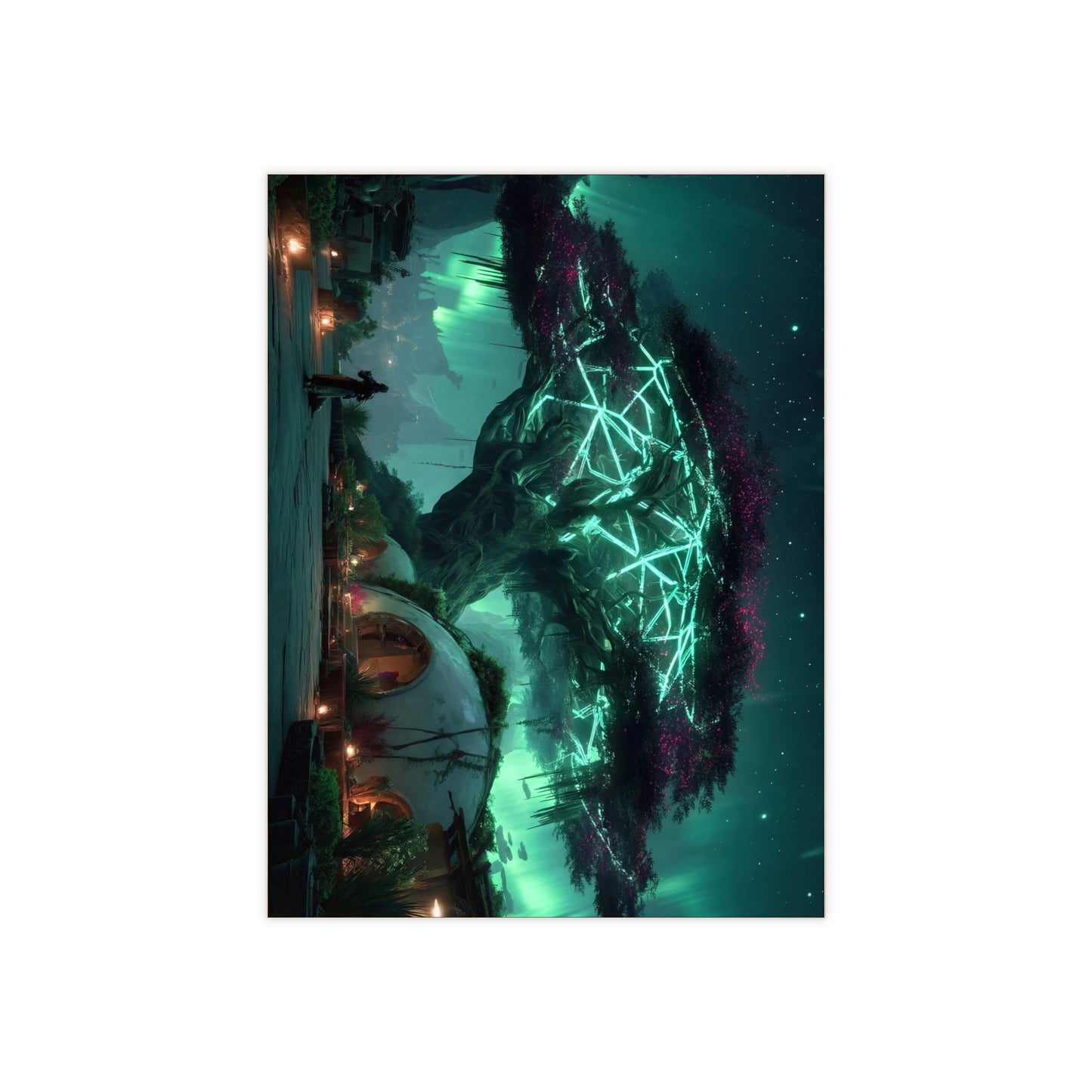 Celestial Tree of Light Ceramic Photo Tile – Aurora Grove Sanctuary