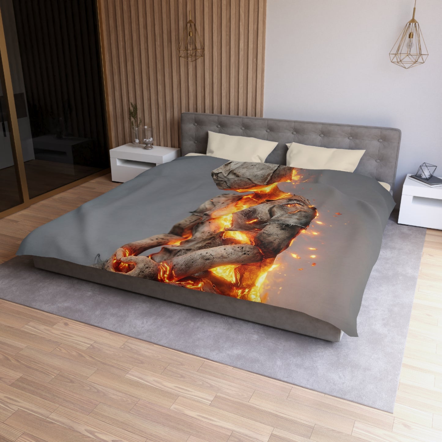 Fiery Awakening Microfiber Duvet Cover – Embers of Inner Transformation