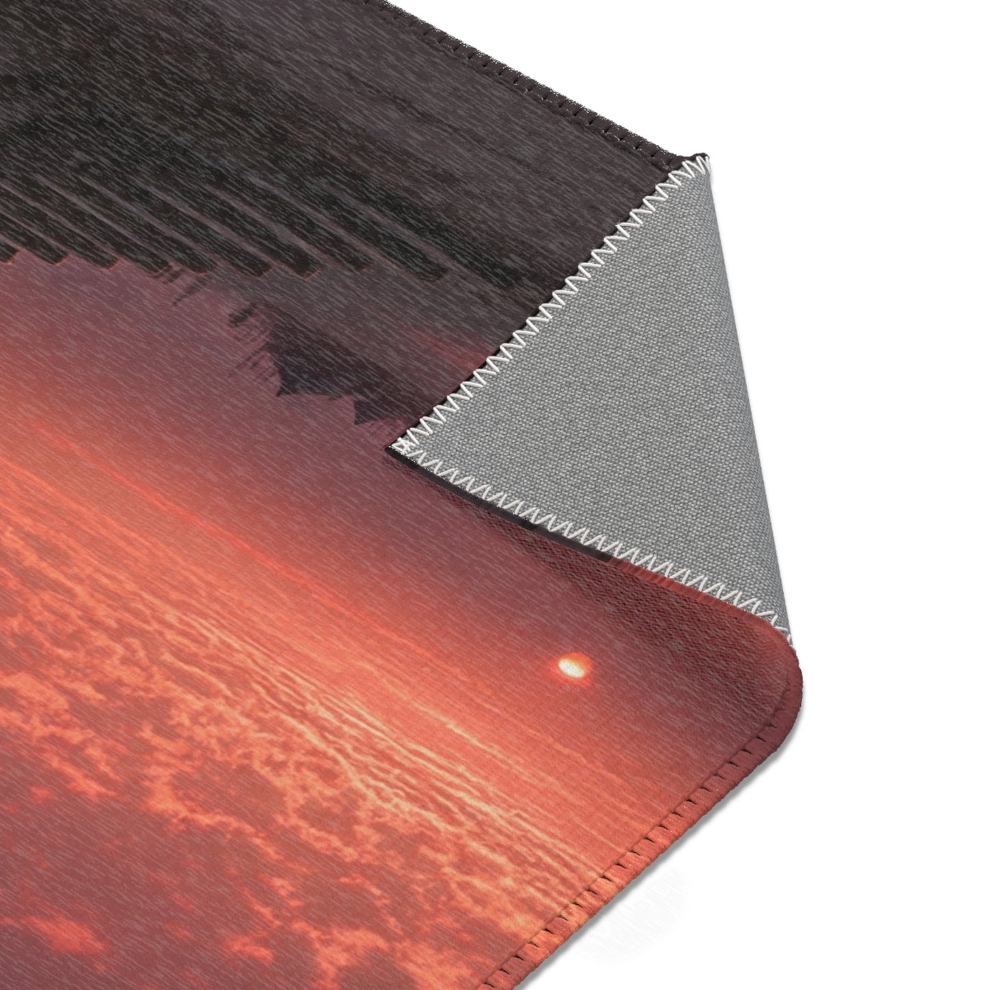 Lone Traveler Staircase Rug – Crimson Sunset Skyway