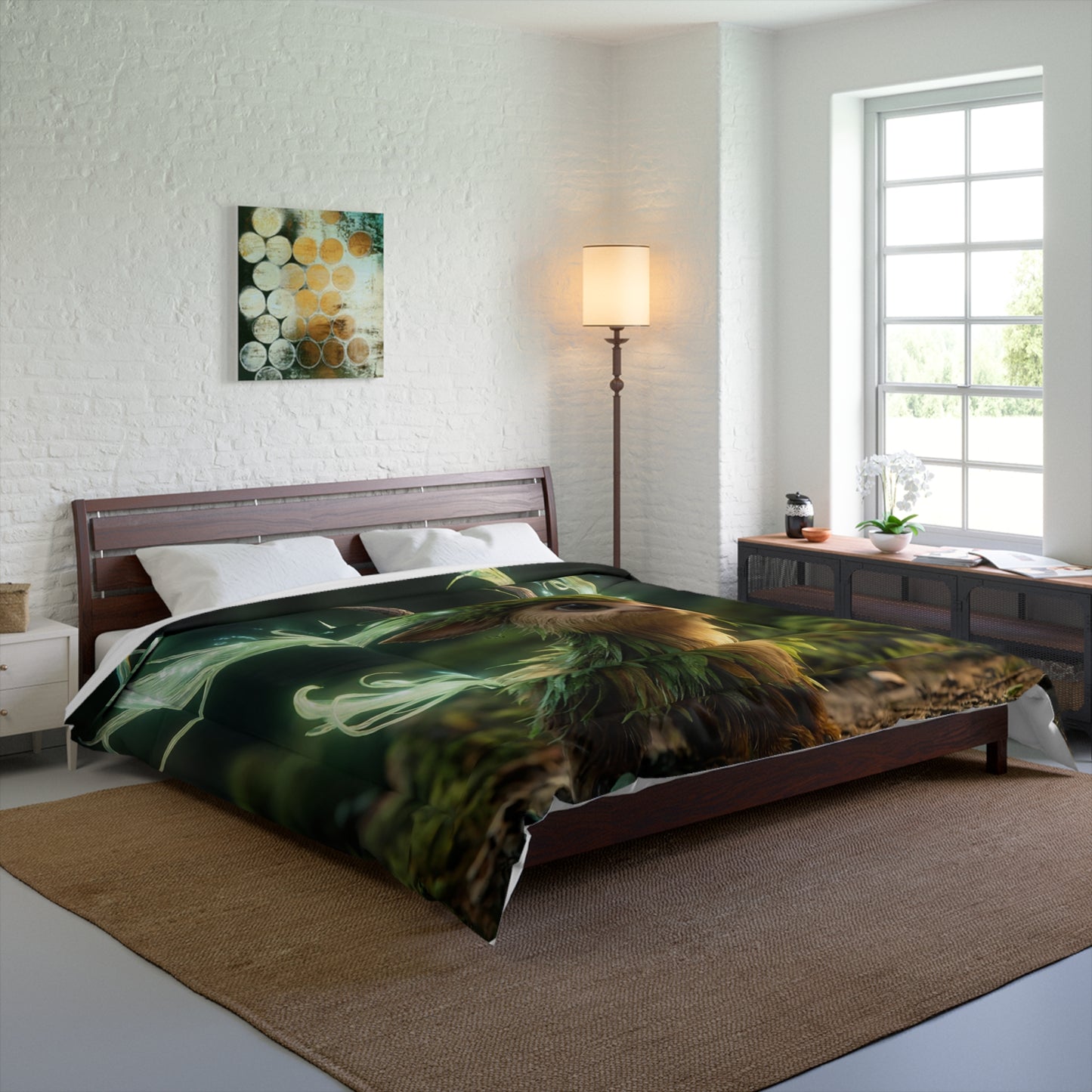 Luminescent Forest Sprite Comforter – Whimsical Glow Through Mossy Gloom