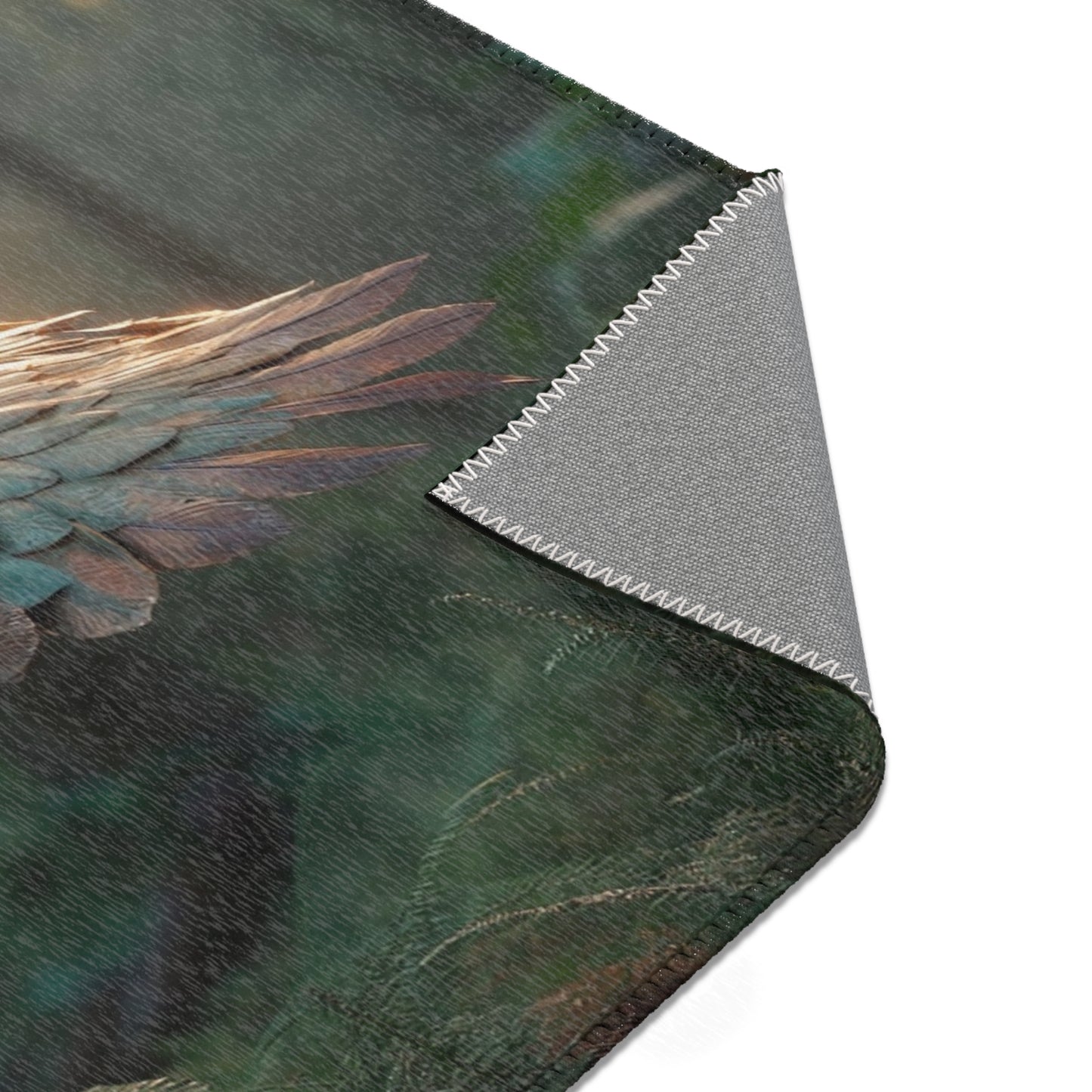 Winged Tortoise Forest Rug – Sunlit Canopy Flight Dreamscape