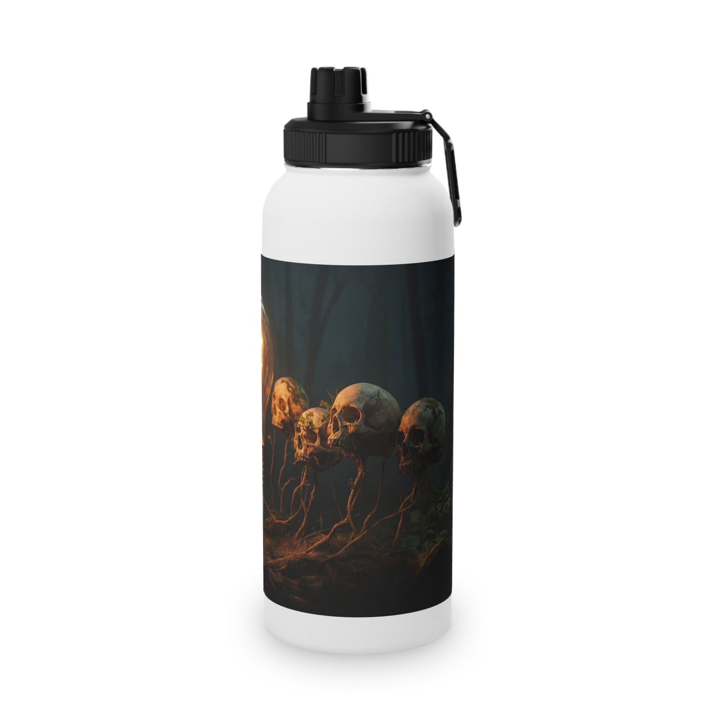Illuminated Idea Lightbulb Stainless Steel Water Bottle, Sports Lid – Whispering Forest of Forgotten Minds