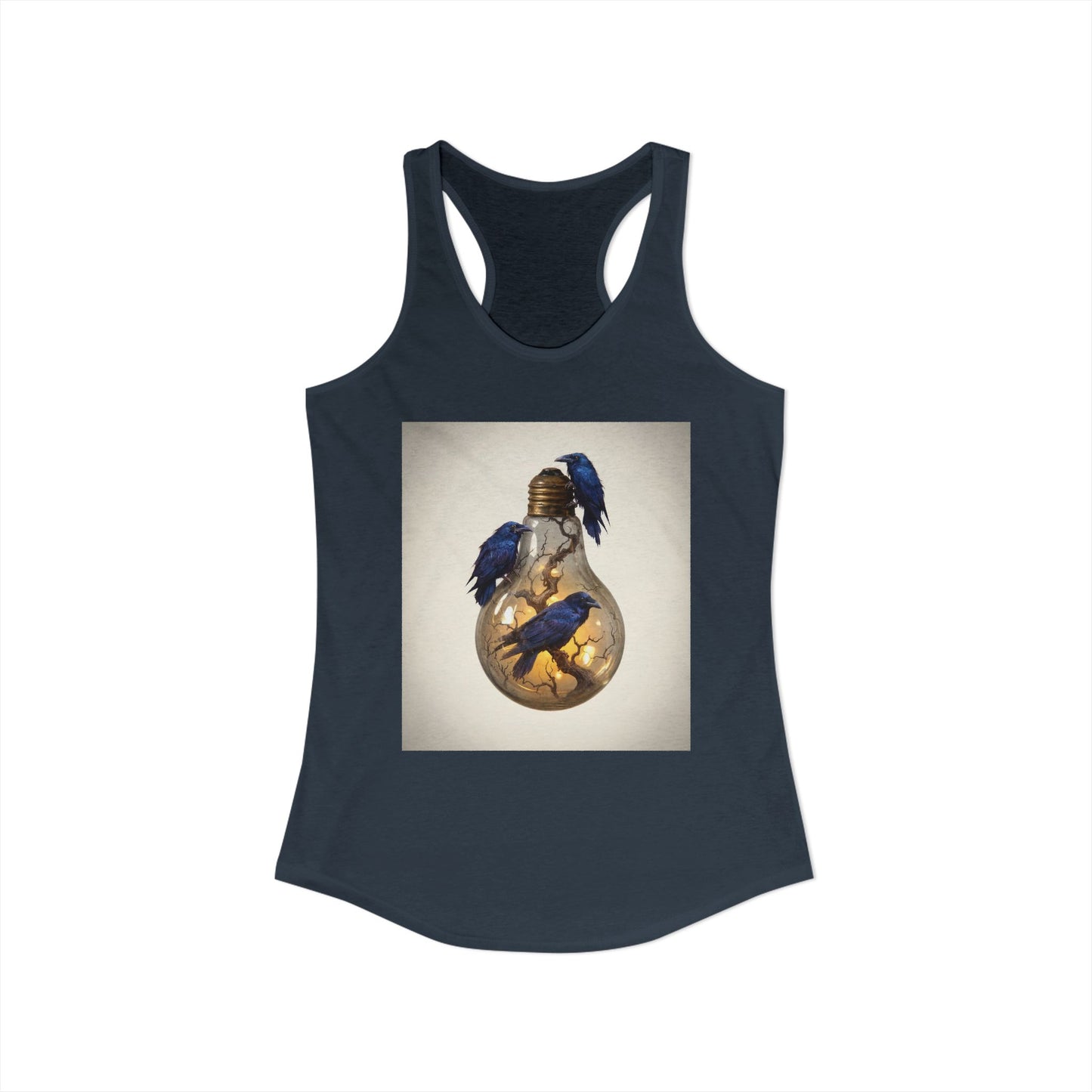 Glass Bulb Racerback Tank – Obsidian Ravens and Gilded Branches