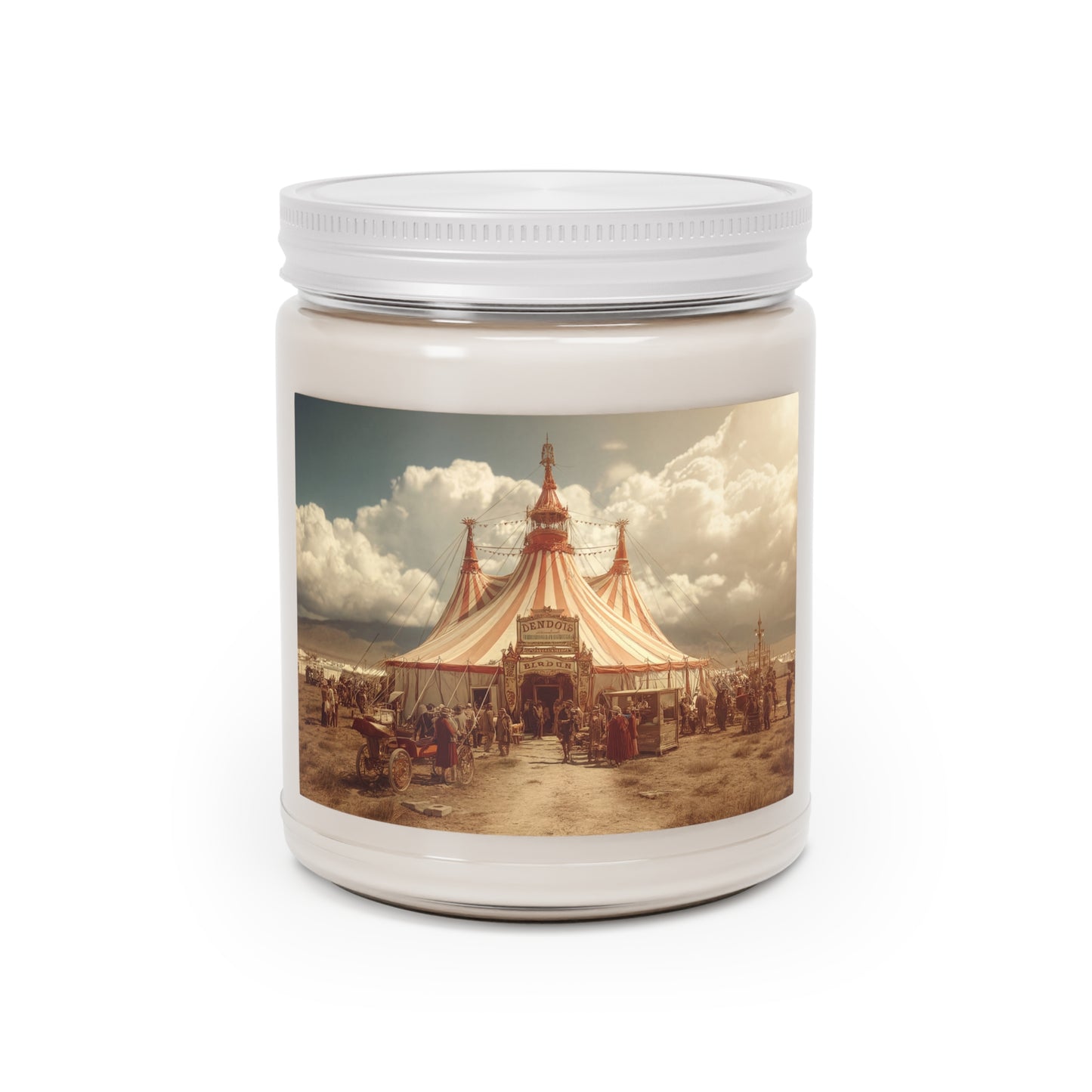 Grand Cirque Tent Scented Soy Candles with White Lid, 9oz – Sunset Spectacle at the Big Top