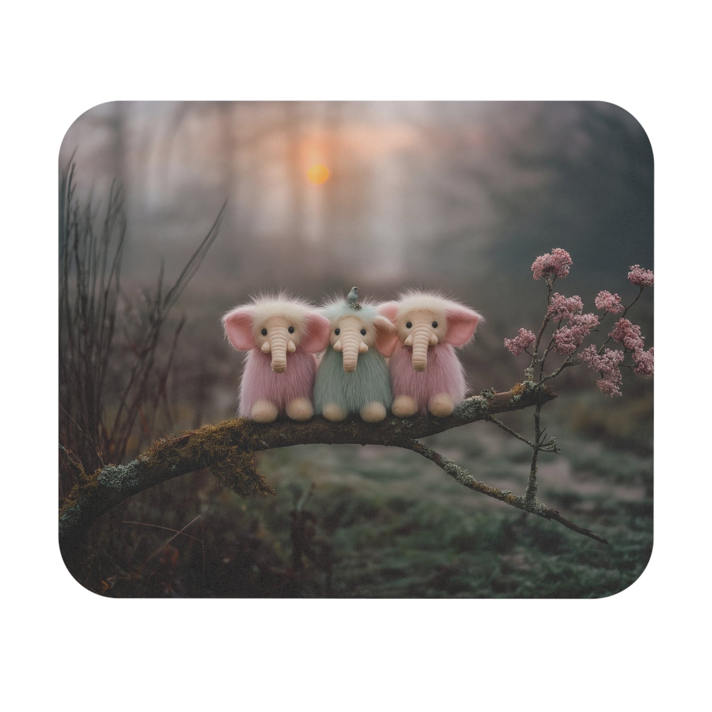 Three Furred Elephants Mouse Pad – Dawn’s Whisper Forest Friends