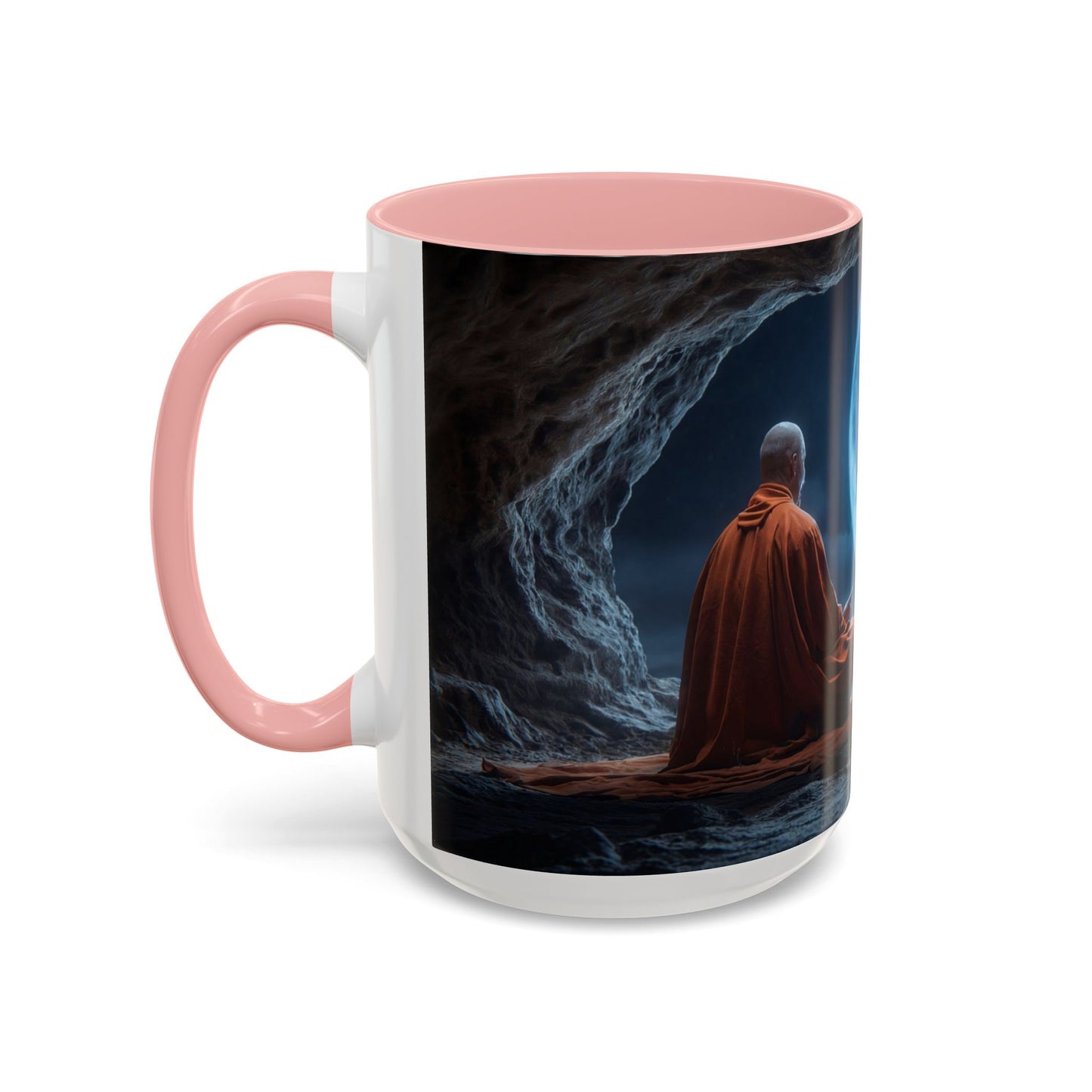 Moonlit Monk Meditation Mug – Serene Nightwatcher in Cave
