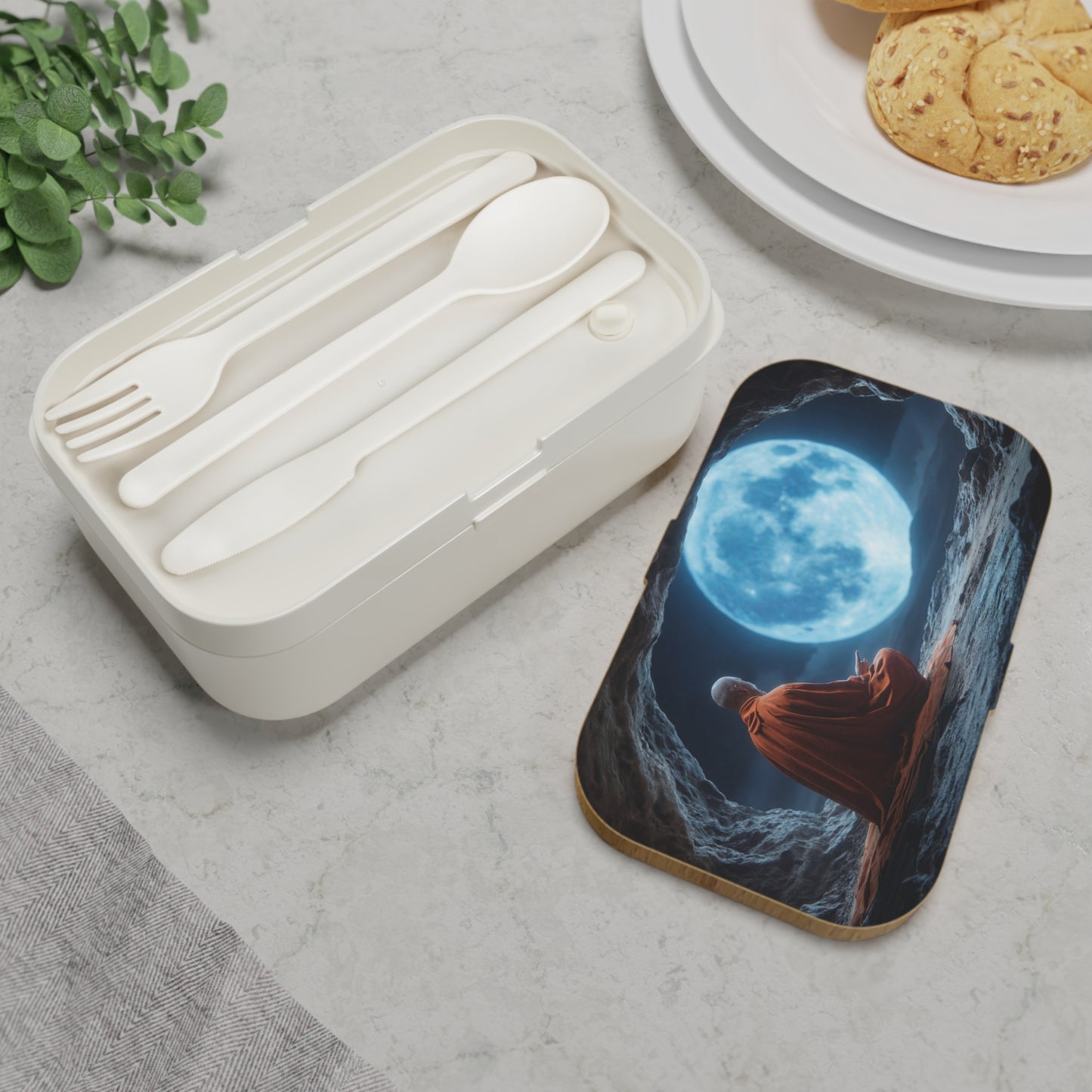 Moonlit Monk Bento Lunch Box – Stillness Under a Celestial Dome