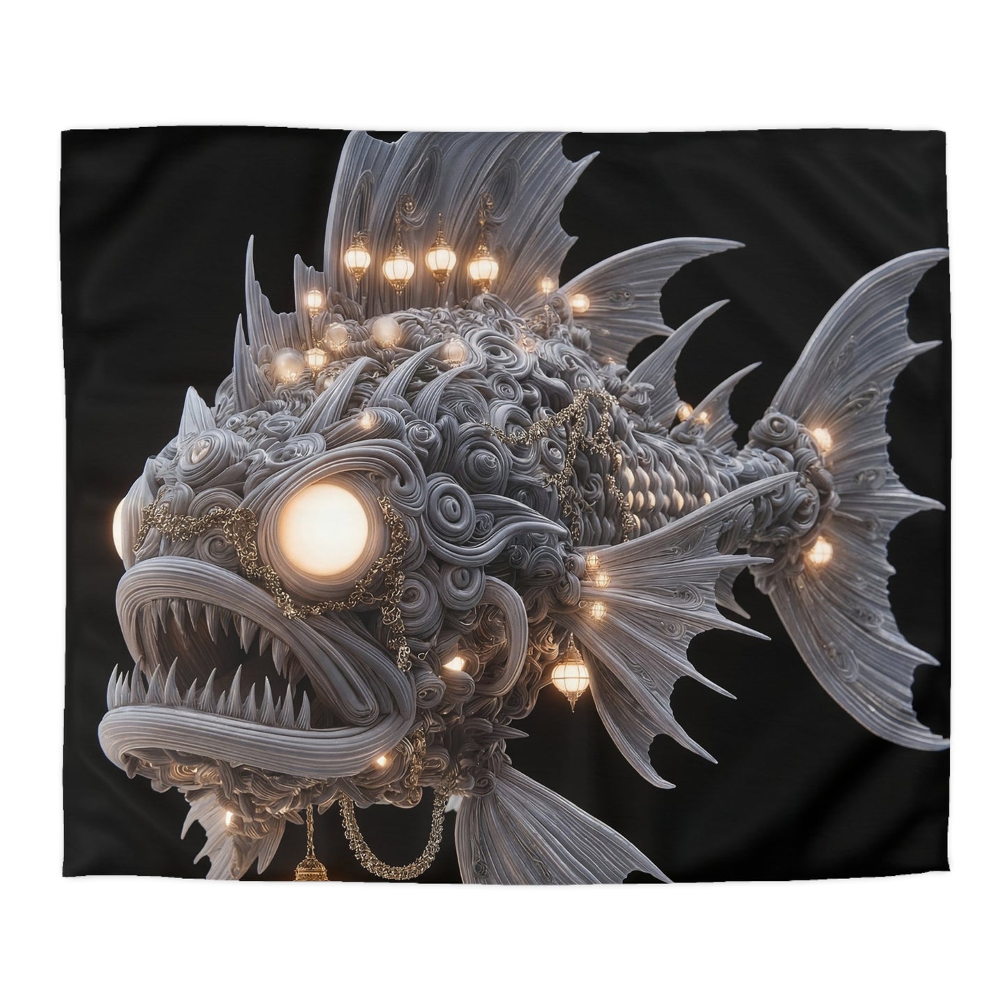 Lantern Fish Microfiber Duvet Cover – Deep Sea Chandelier Dreamscape