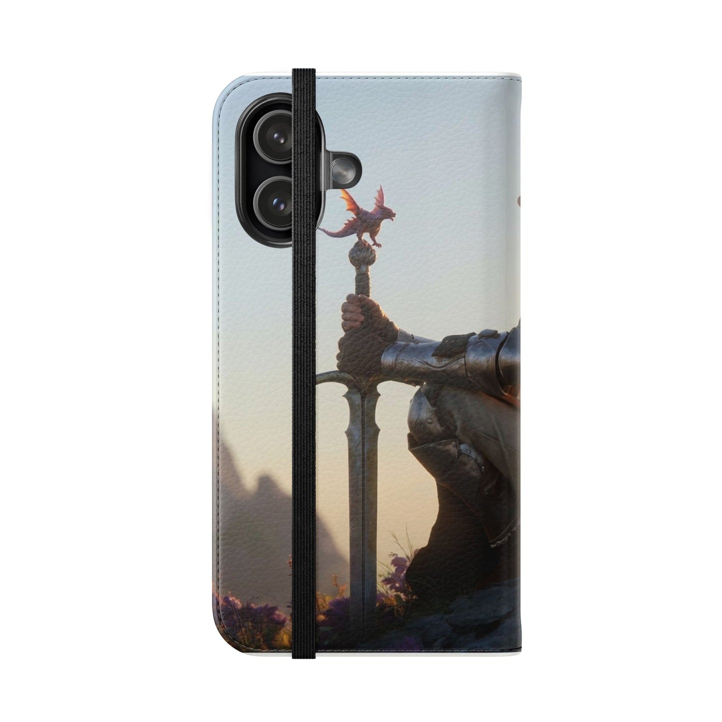 Dragon Knight Flip Cases – Sunlit Sentinel with Mini Drake and Sword