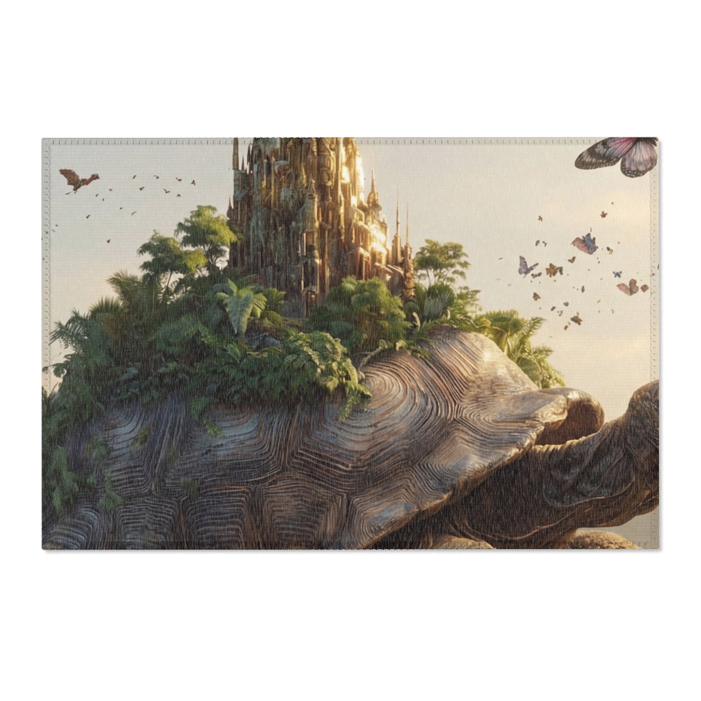 Turtleborne Castle Area Rugs – Ancient Guardian Through Lush Canopy