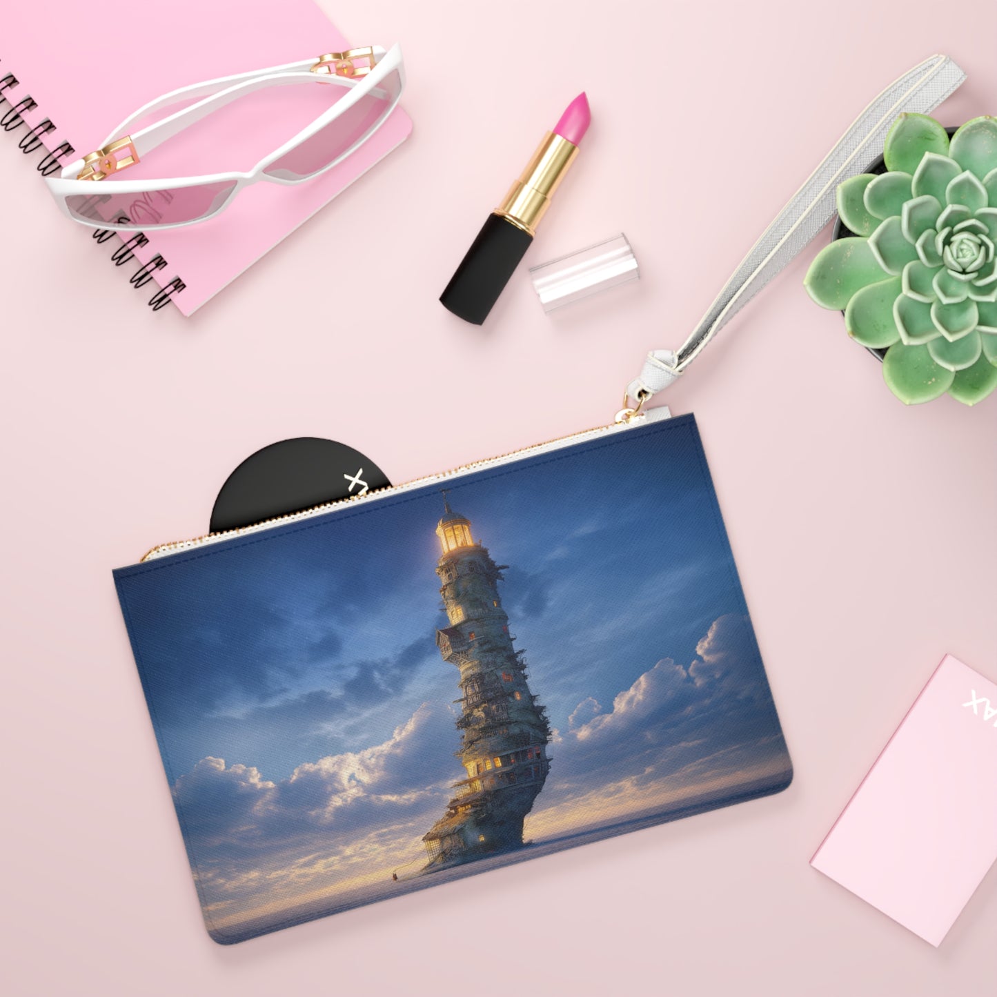 Skyborne Lighthouse Clutch Bag – Twilight Beacon in the Clouds