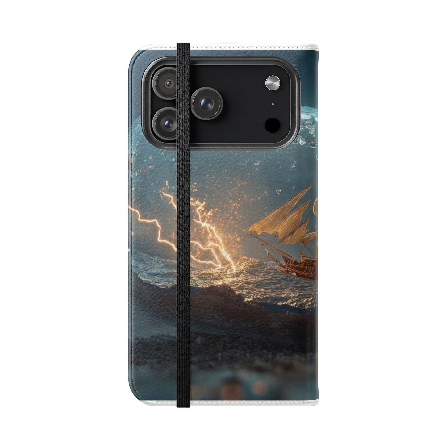 Storm-Struck Galleon Flip Cases – Lightning Inside Glass Bottle