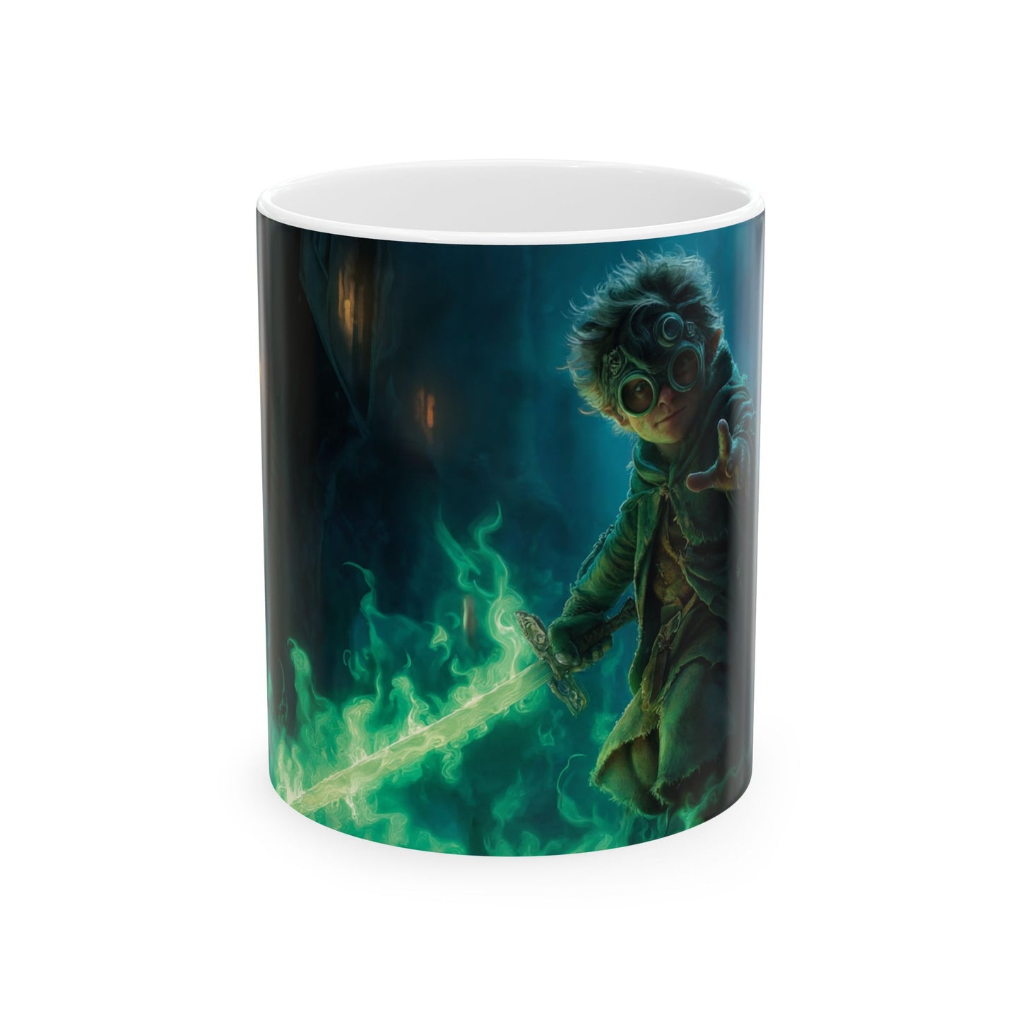 Goblin with Green Sword Ceramic Mug – Midnight Alley Magic