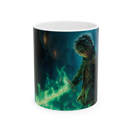 Goblin with Green Sword Ceramic Mug – Midnight Alley Magic