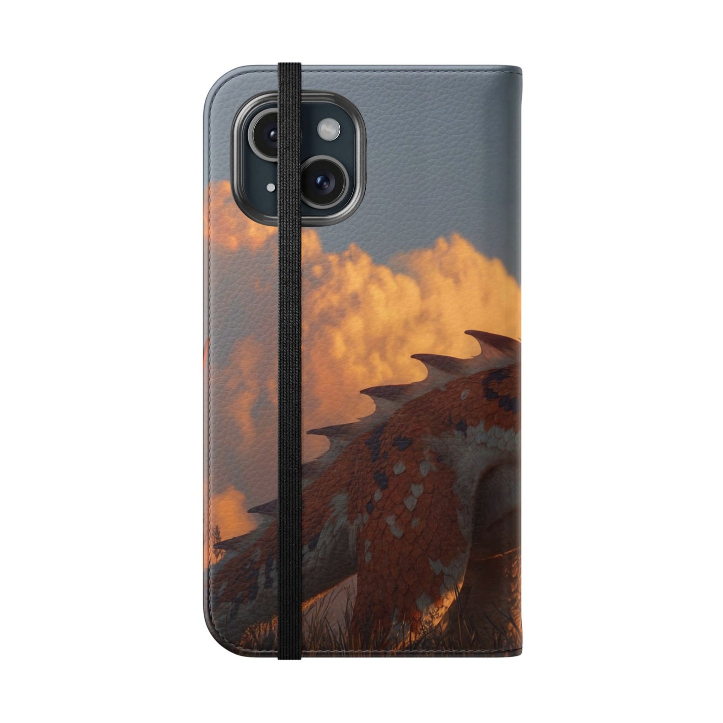 Gilded Dragon Flip Cases – Amber Sunset Guardian
