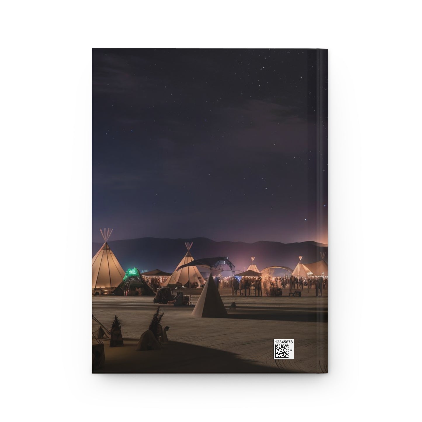 the esplanade at the burning man festival under the stars in the style of titian - Hardcover Journal Matte