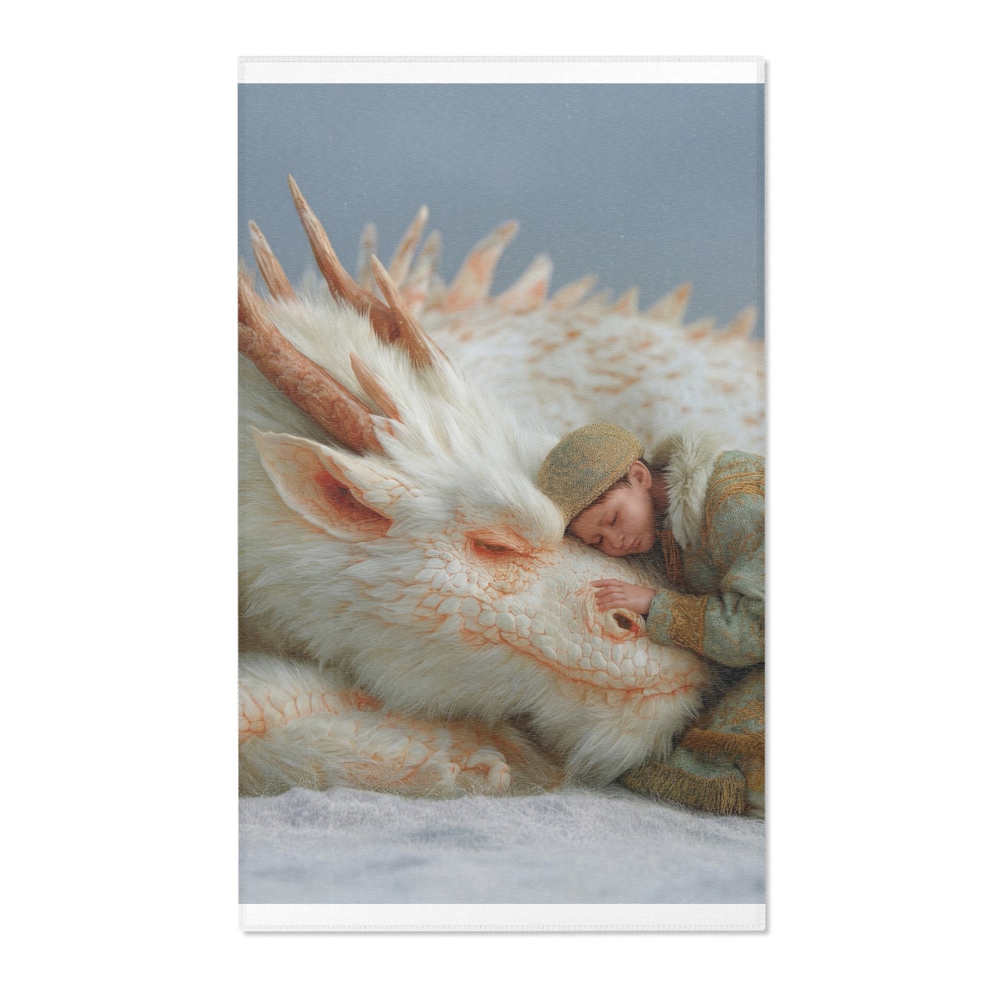 Snowbound Dragon & Child Area Rugs – Whispering Winter Sanctuary