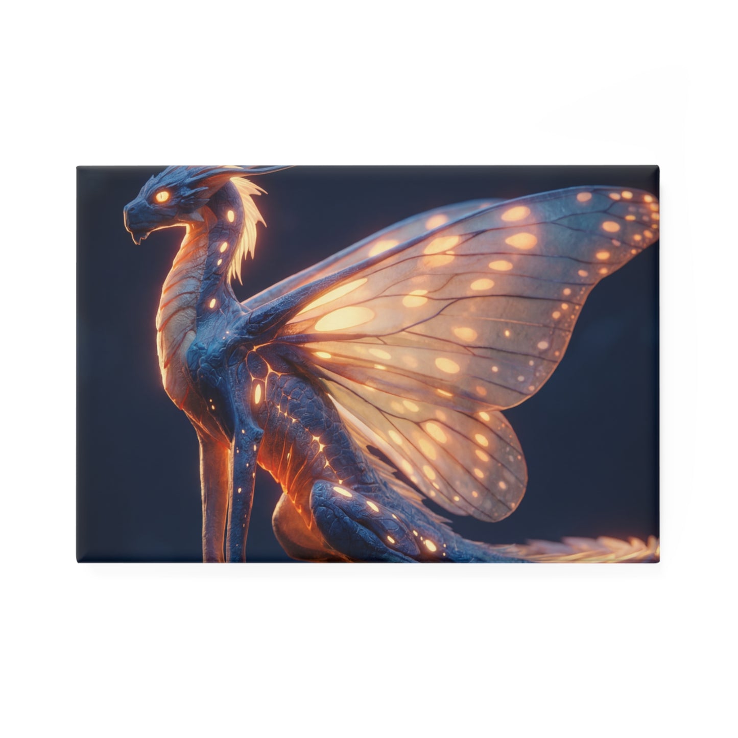 Luminescent Dragonfly Dragon Button Magnet, Rectangle (1 & 10 pcs) – Golden Glow Guardian