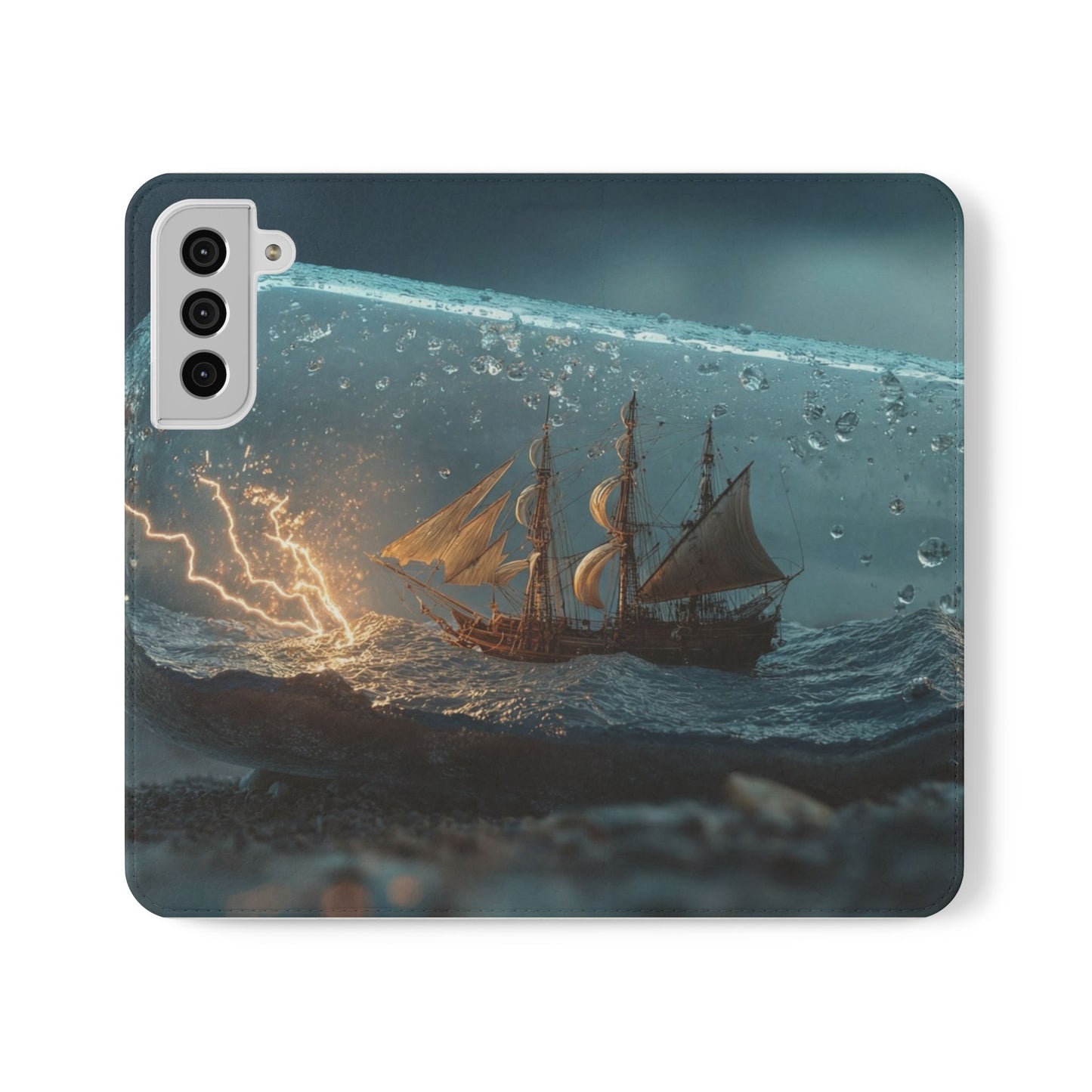 Storm-Struck Galleon Flip Cases – Lightning Inside Glass Bottle