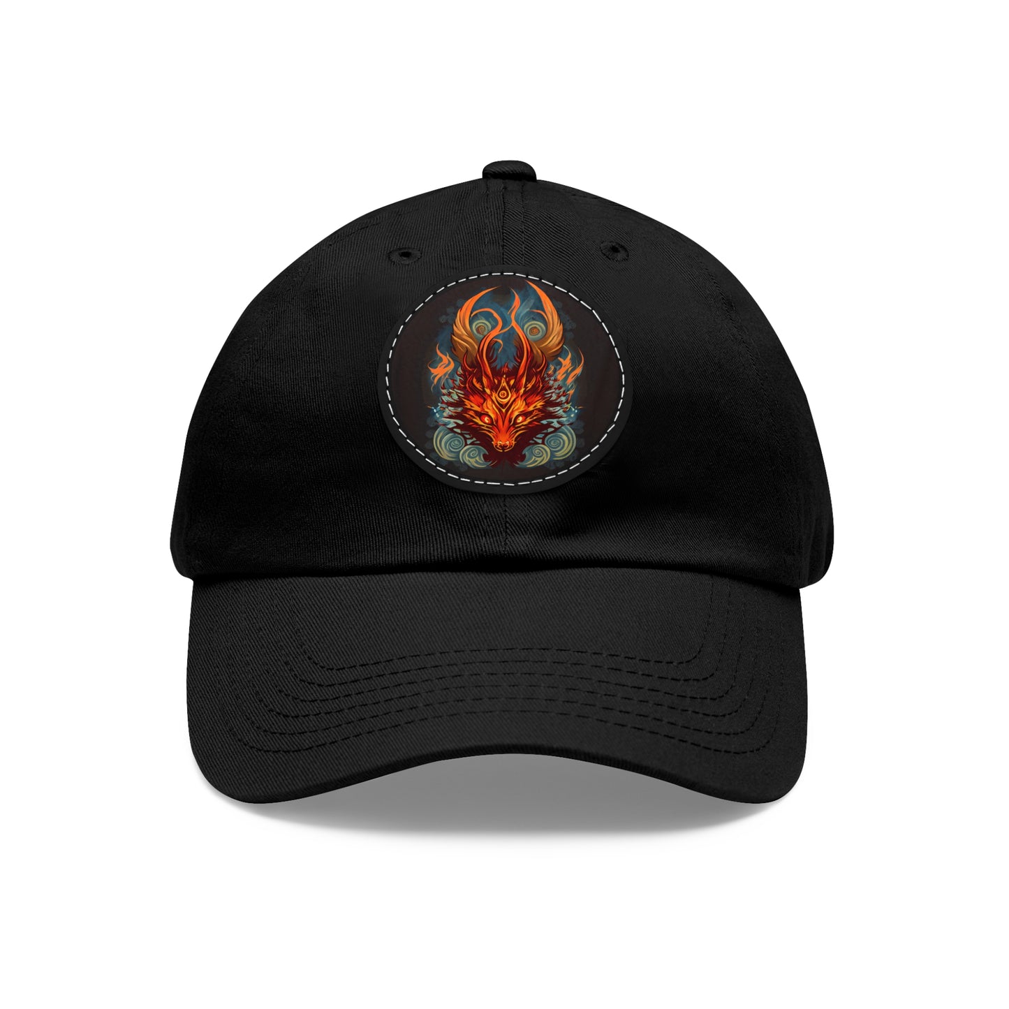 tshirt design, nine-tailed fox - Dad Hat with Leather Patch (Round)