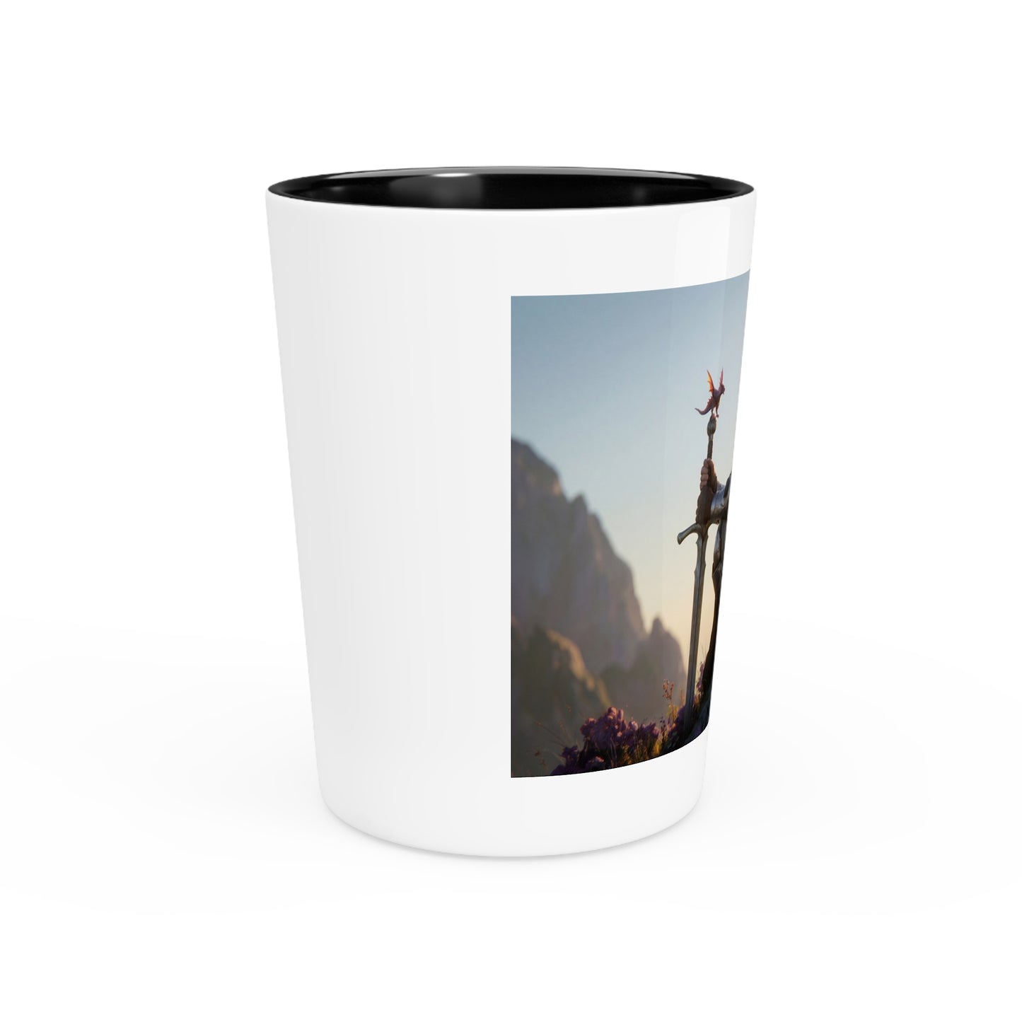 Dragon-Scaled Sentinel Shot Glass – Sunset Pact with a Winged Ally