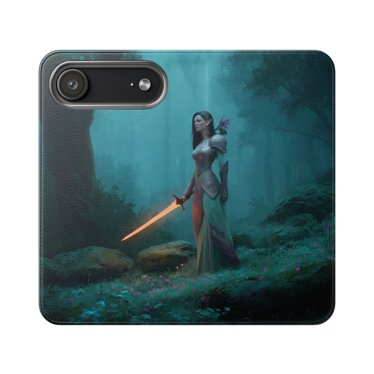 Forest Guardian Flip Cases – Elven Sentinel with Glowing Blade