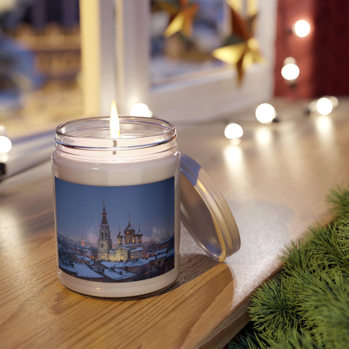 Winter Cathedral Scented Soy Candles with White Lid, 9oz – Snowfall Serenity
