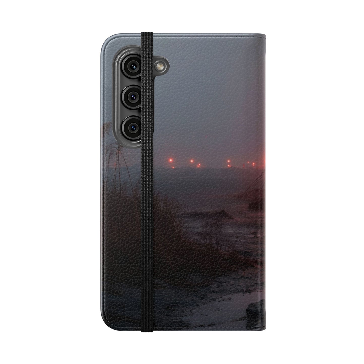 Crimson Circus Tent Flip Cases – Misty Coastside Lantern Scene