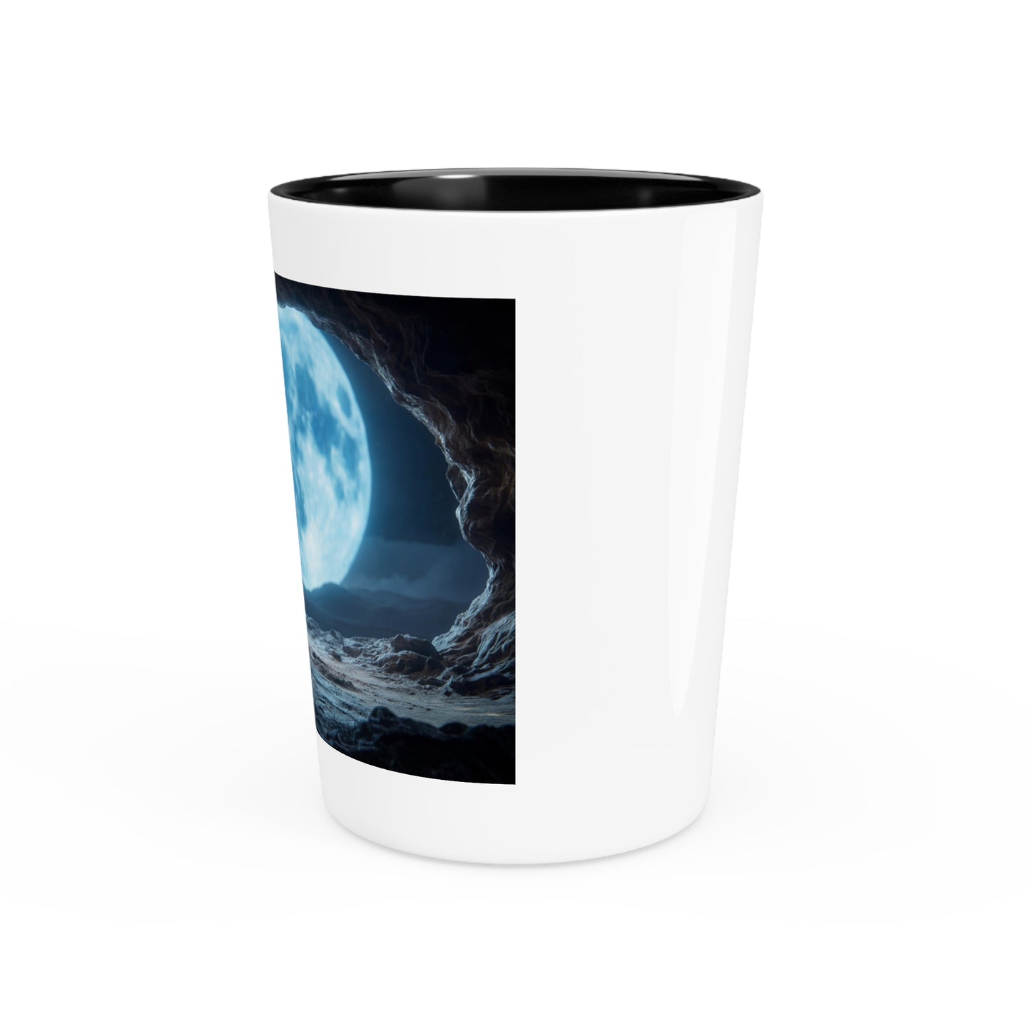 Moonlit Monk Shot Glass – Serene Cave Meditation Scene