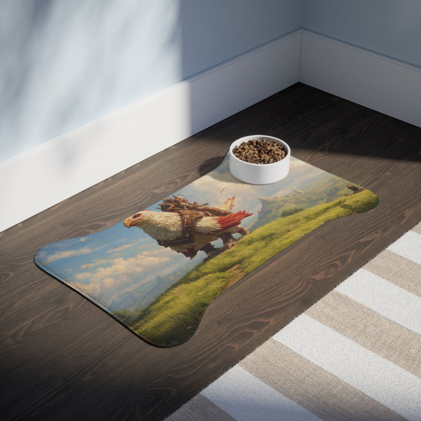 Skyward Eagle Rider Pet Feeding Mats – Sunlit Summit Adventure