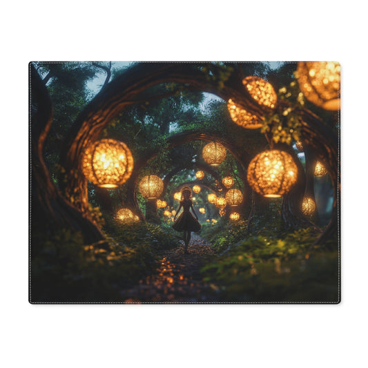 Luminescent Forest Path Placemat – Warm Lanterns Guide Your Way