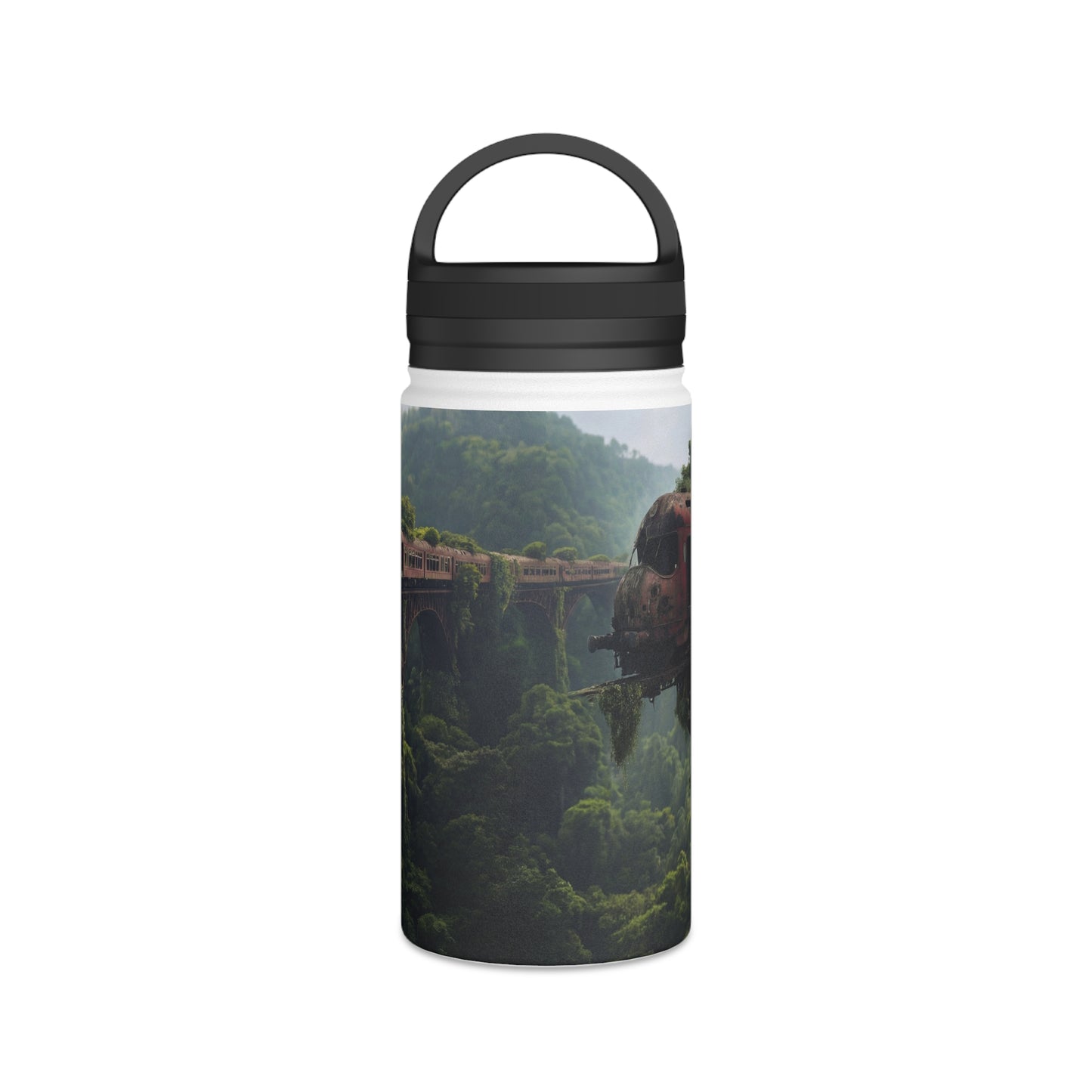 Overgrown Train Bridge Water Bottle – Verdant Ruin Dreamscape