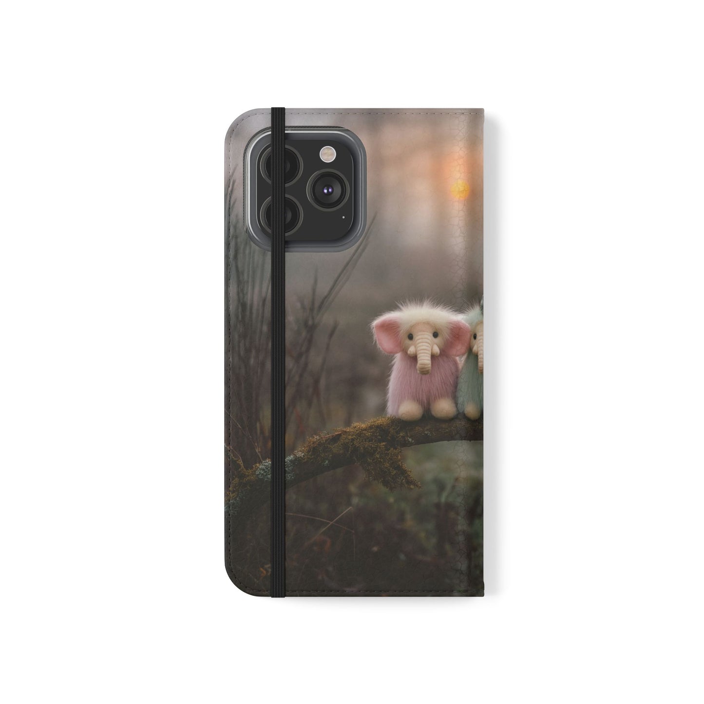Mossy Branch Elephants Flip Cases – Pastel Fluff Guardians