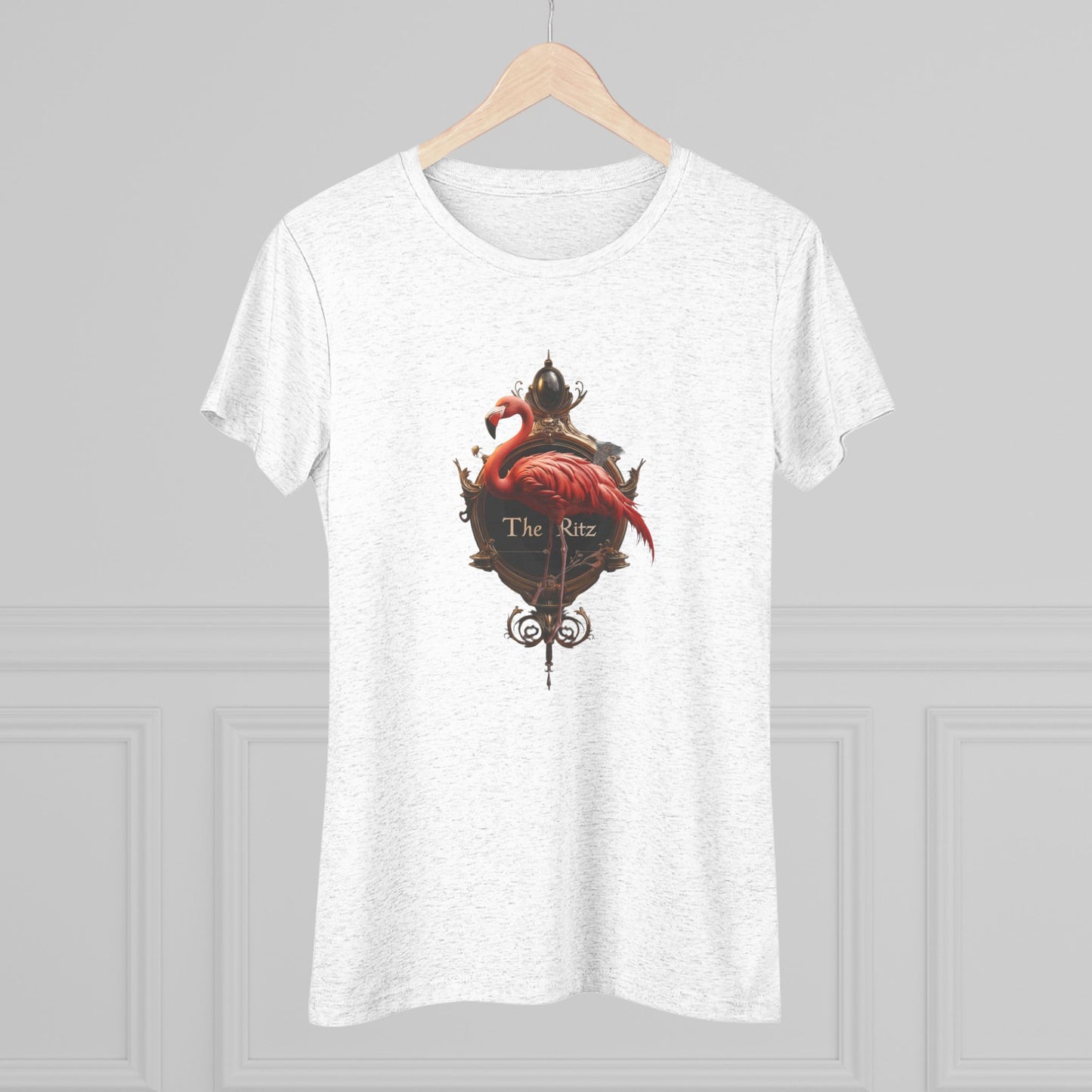 The Ritz Flamingo Women's Triblend Tee – Gilded Ornate Signage Design