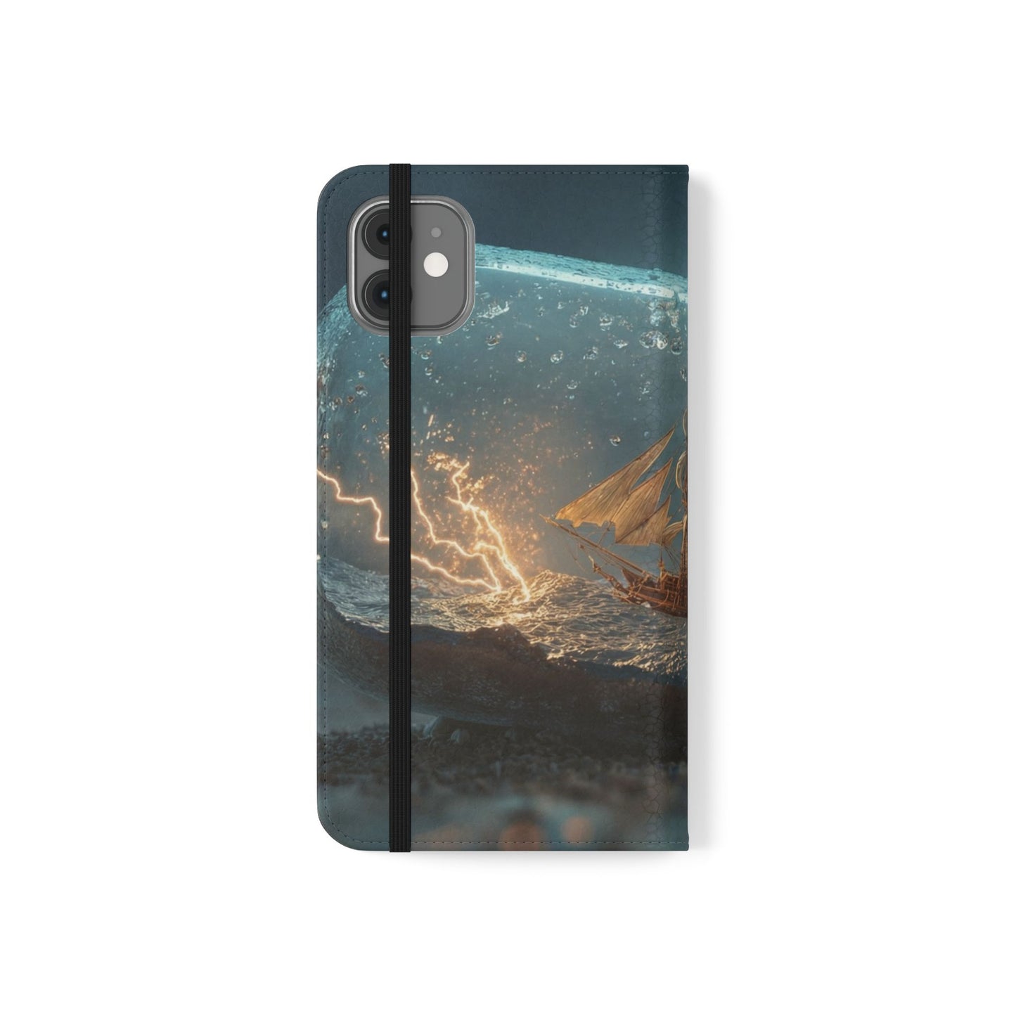 Storm-Struck Galleon Flip Cases – Lightning Inside Glass Bottle
