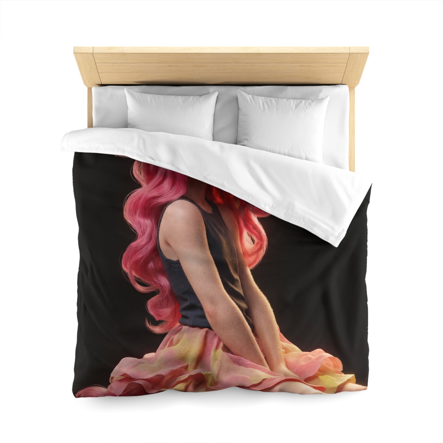 Pink Unicorn Girl Microfiber Duvet Cover – Whimsical Nightlight Dreamer