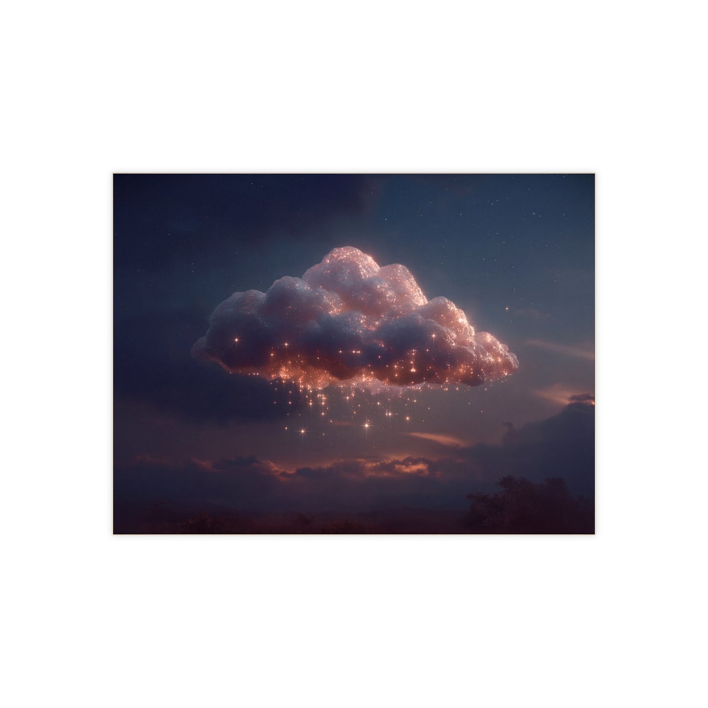 Celestial Cloud Ceramic Photo Tile – Indigo Sky Stardust Dreamscape
