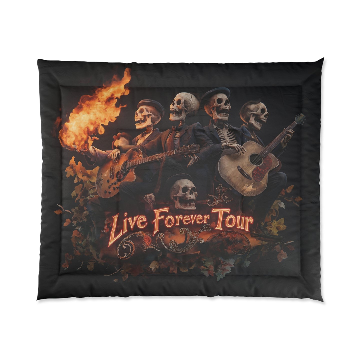 Skeleton Band Comforter – Live Forever Tour Flame Graphic