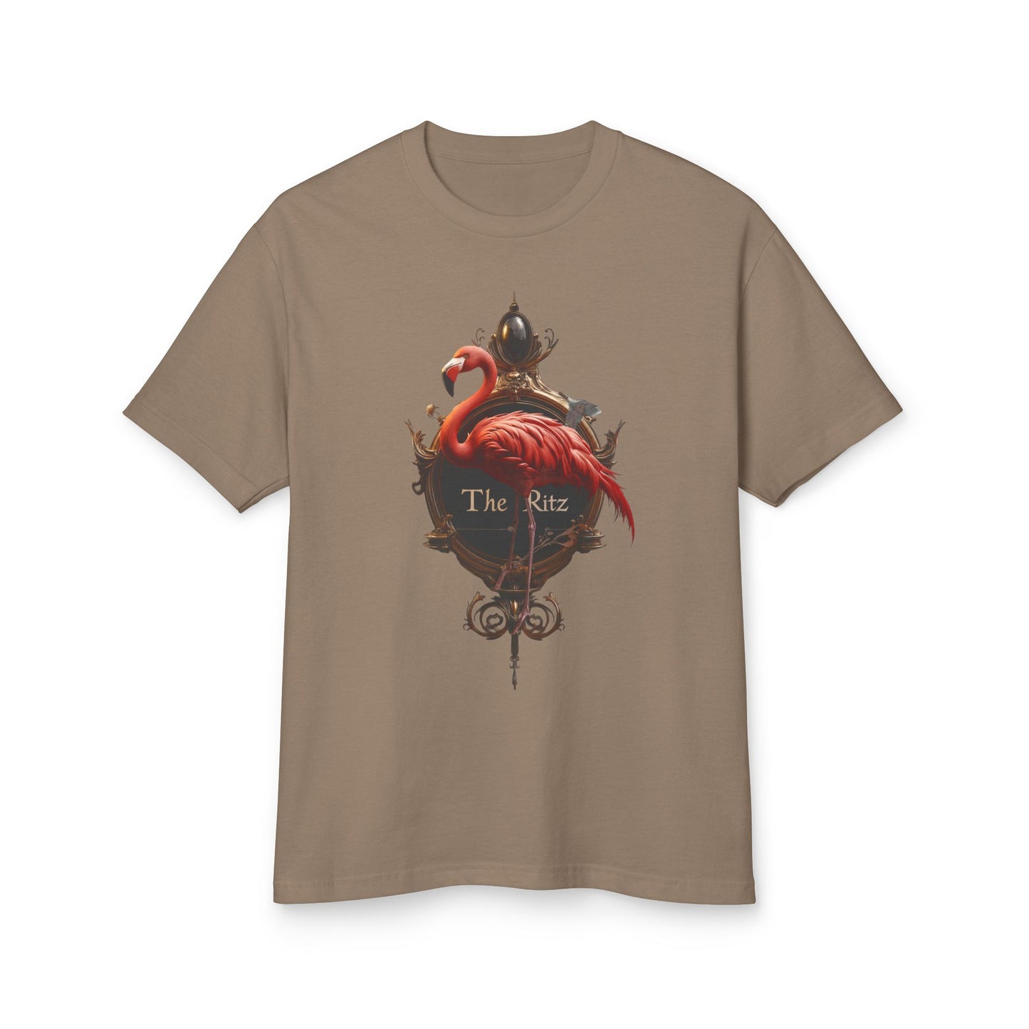 The Ritz Flamingo Ornate Crest Tee – Gilded Bird Sentinel Graphic T-Shirt