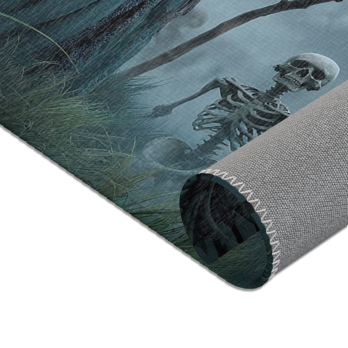 Bonekeeper’s Whisper Area Rug – Misty Graveyard Sentinel