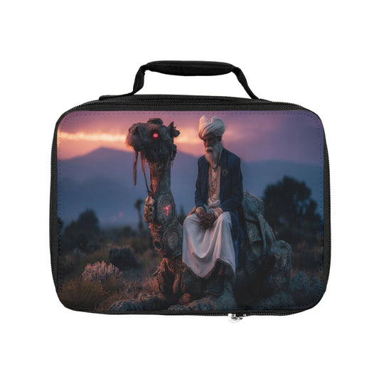 Mystic Camel Rider Lunch Bag – Sunset Serenity with Glowing Eye Companion